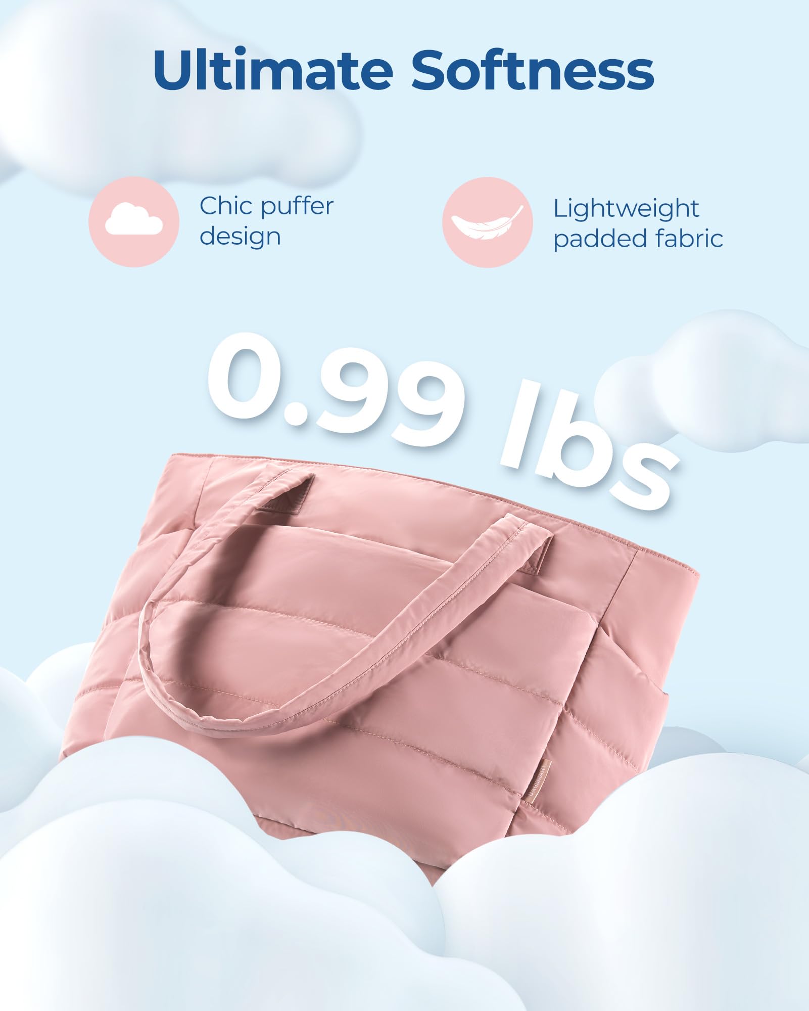 Foto 6 pulgar | Bolso Bagsmart Lightweight Puffy Para Mujer, 20 L, Rosa Oscuro - Venta Internacional.