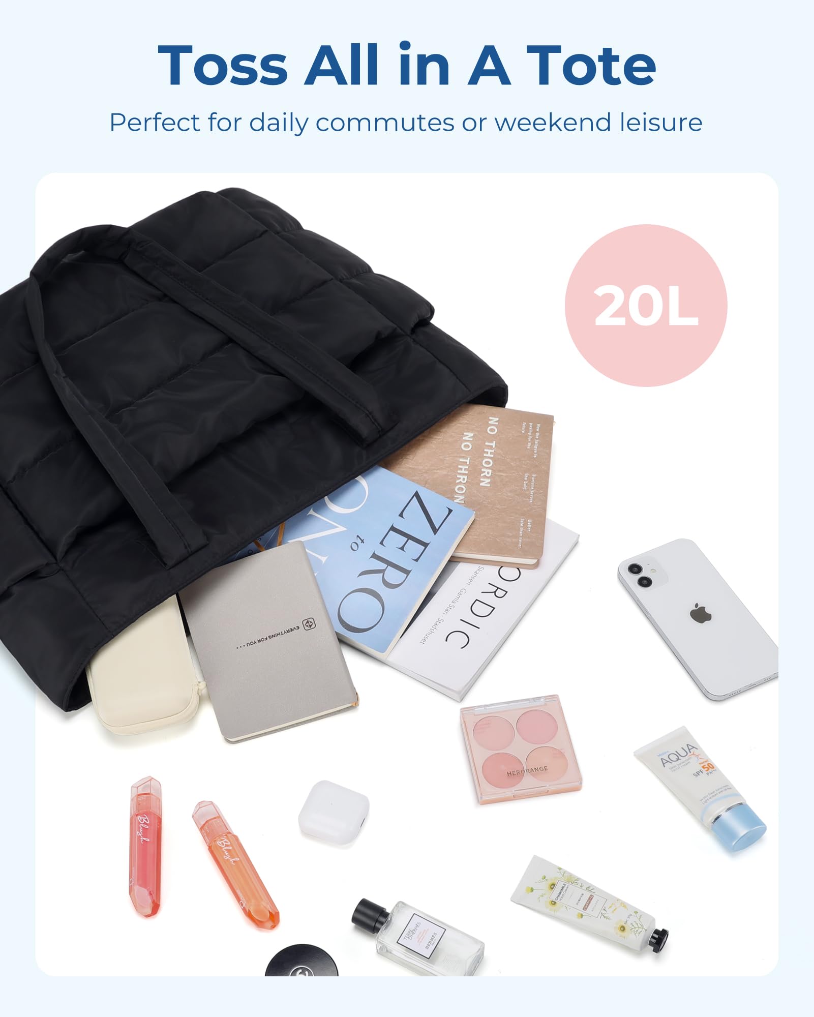 Foto 7 | Bolsa Bagsmart Lightweight Puffy Para Mujer, 20 L (marrón Grisáceo) - Venta Internacional.