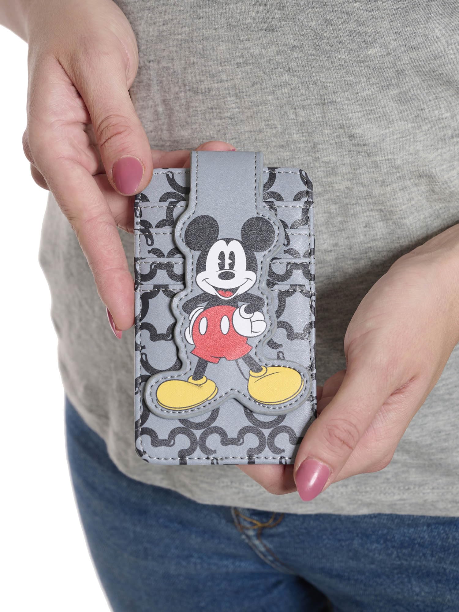 Foto 7 pulgar | Tarjetero Tipo Cartera Disney Mickey Mouse Para Mujer, Color Gris - Venta Internacional.