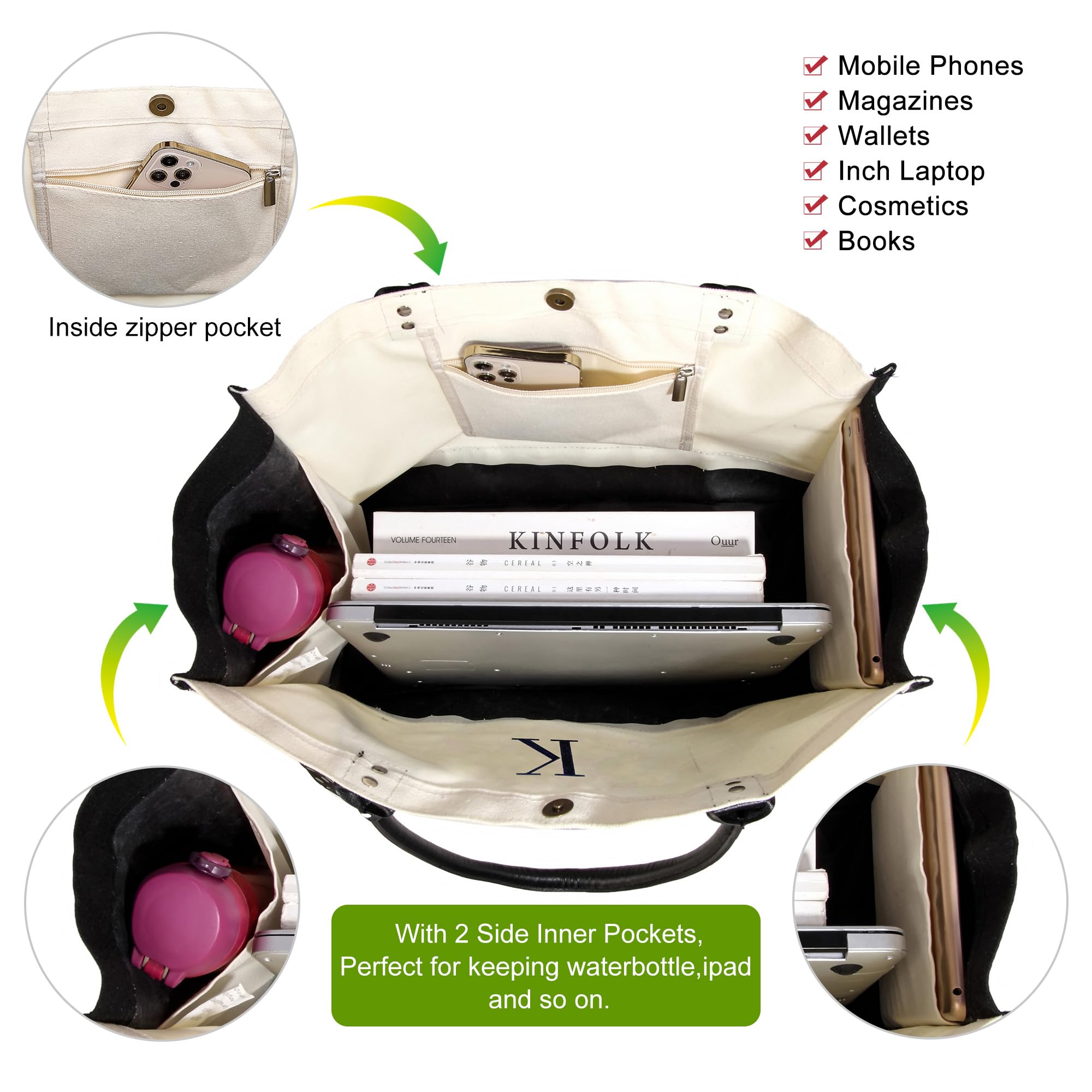 Foto 5 | Bolso Beegreen Personalizado De Lona Grande Para Mujer - Venta Internacional.