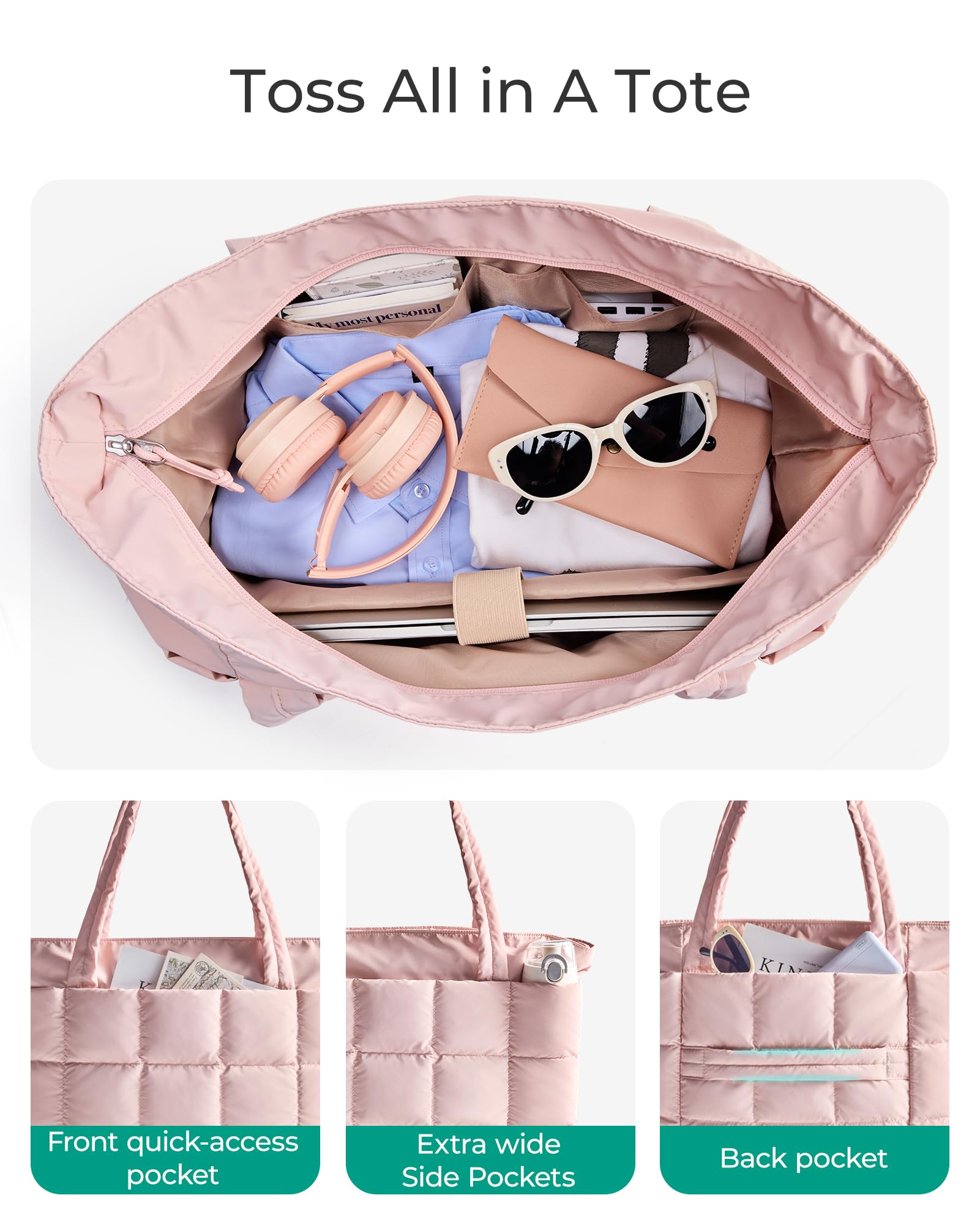 Foto 5 pulgar | Bolsa Acolchada Bagsmart, Expandible, Resistente Al Agua, Rosa - Venta Internacional.