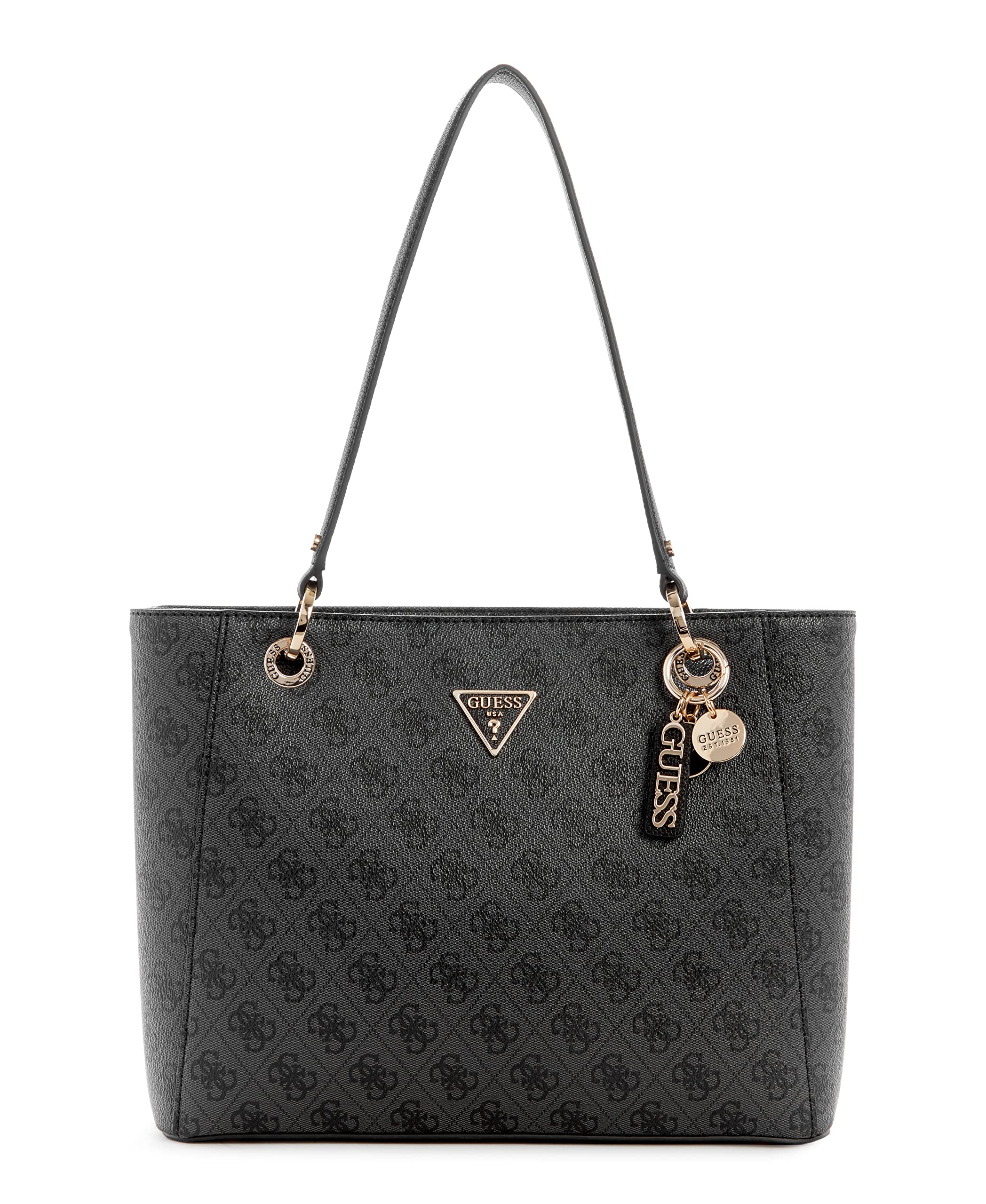 Bolso De Mano Guess Noelle Small Noel Tote Con Logotipo Coal - Venta Internacional.