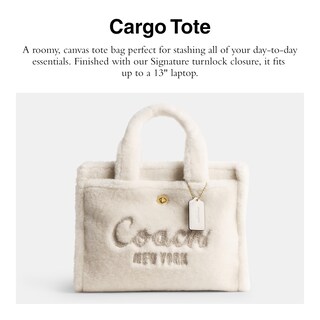 Foto 2 | Bolso De Mano Coach Cargo B4/chalk Para Mujer De Lona Y Piel De Oveja - Venta Internacional.