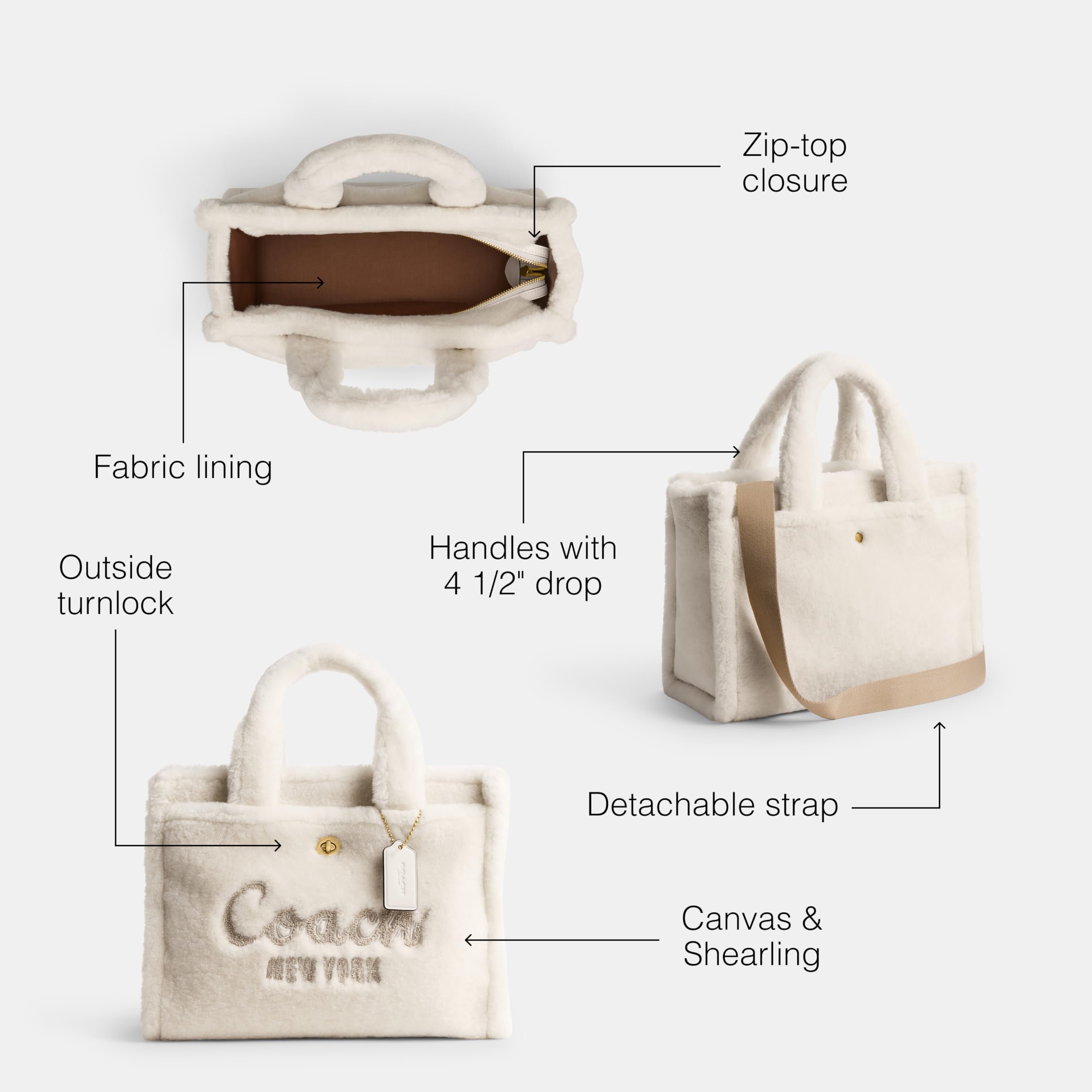 Foto 4 pulgar | Bolso De Mano Coach Cargo B4/chalk Para Mujer De Lona Y Piel De Oveja - Venta Internacional.