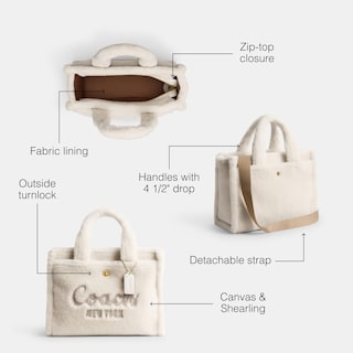 Foto 3 | Bolso De Mano Coach Cargo B4/chalk Para Mujer De Lona Y Piel De Oveja - Venta Internacional.