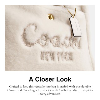 Foto 4 | Bolso De Mano Coach Cargo B4/chalk Para Mujer De Lona Y Piel De Oveja - Venta Internacional.