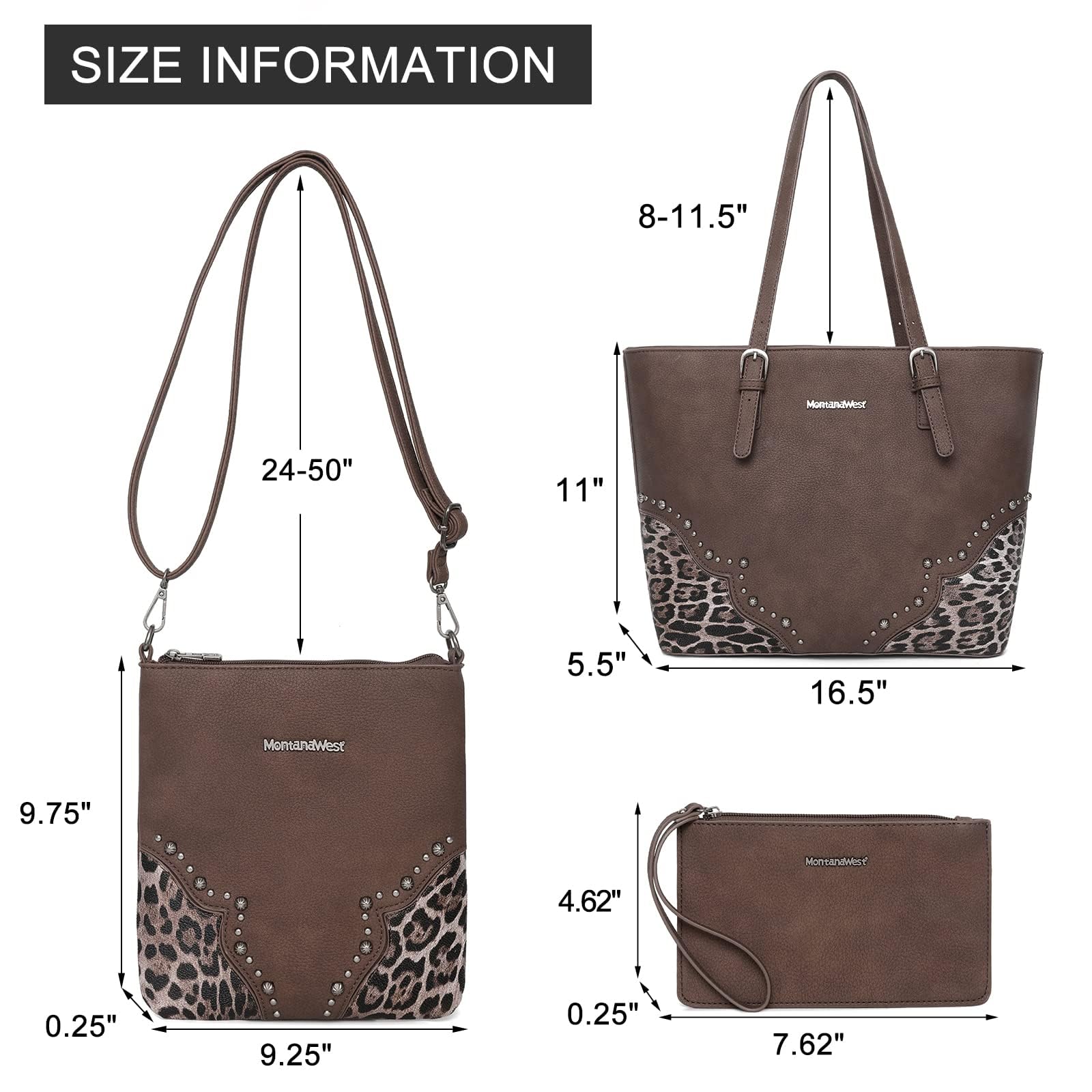 Foto 6 pulgar | Bolso De Mano Montana West Mwc3-g058cf, Juego De 3 Piezas Con Estampado De Leopardo - Venta Internacional.