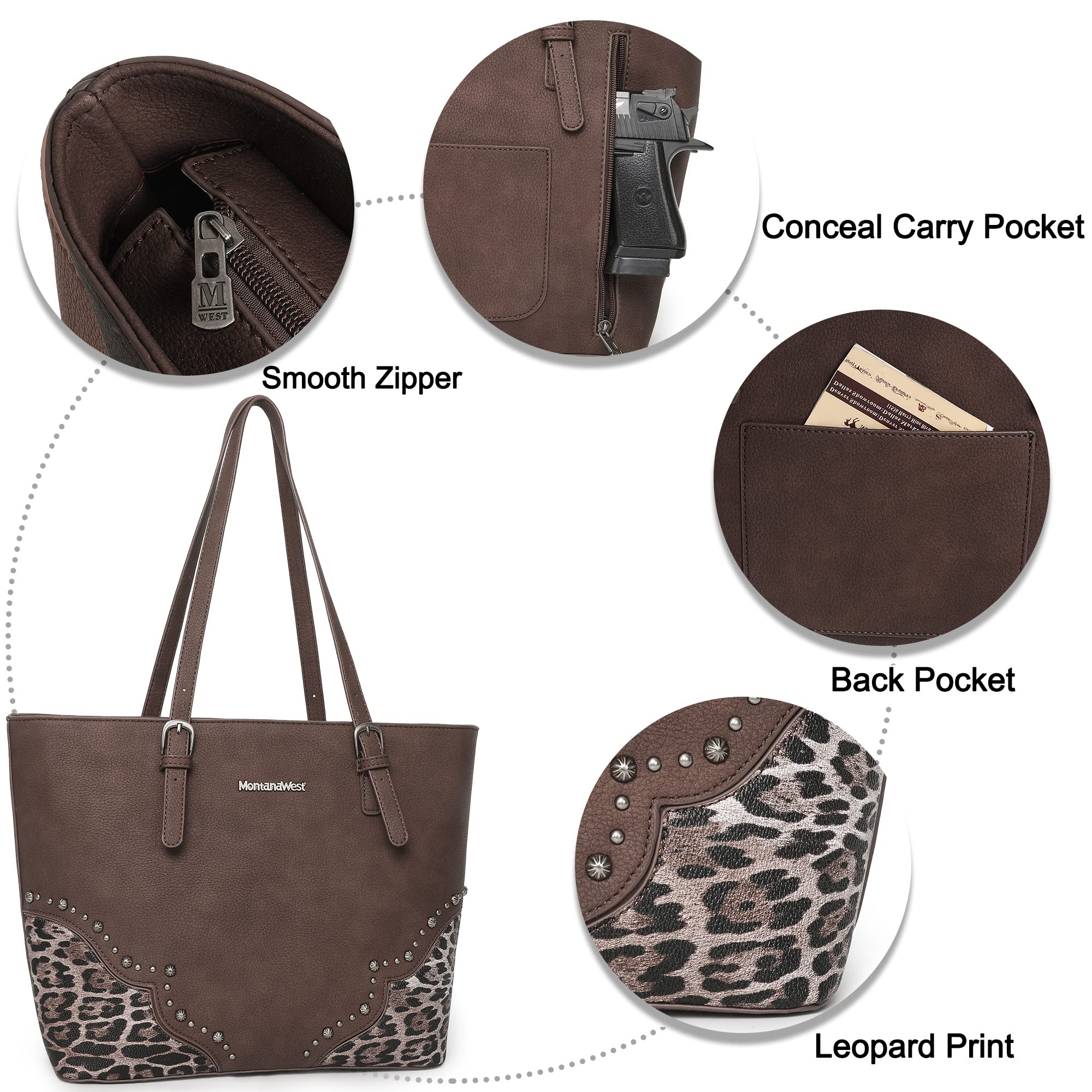 Foto 7 pulgar | Bolso De Mano Montana West Mwc3-g058cf, Juego De 3 Piezas Con Estampado De Leopardo - Venta Internacional.