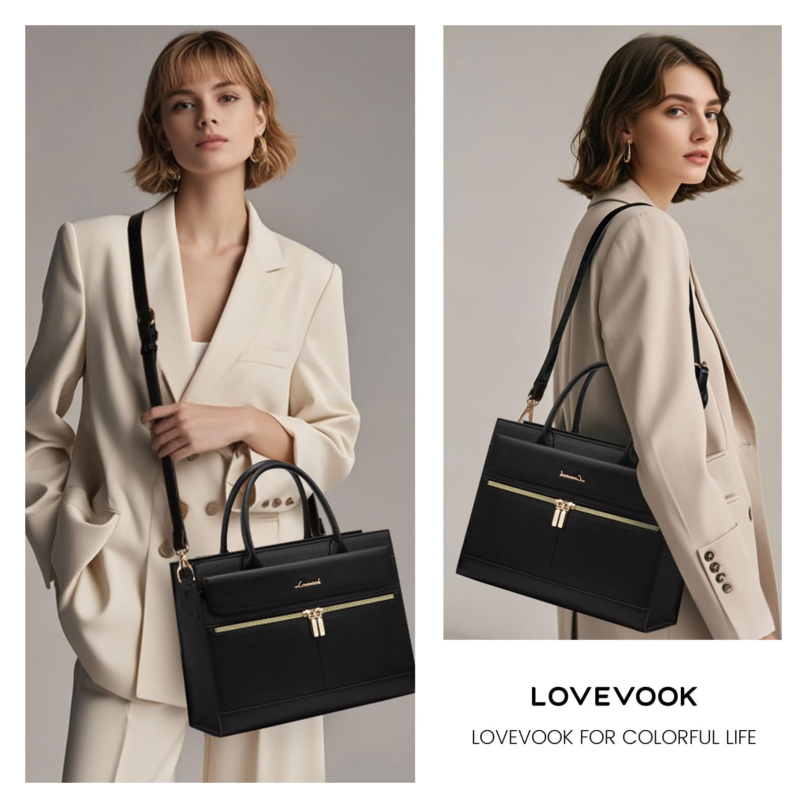 Foto 2 | Monederos Y Bolsos Lovevook Bolso De Hombro De Piel Negro - Venta Internacional.