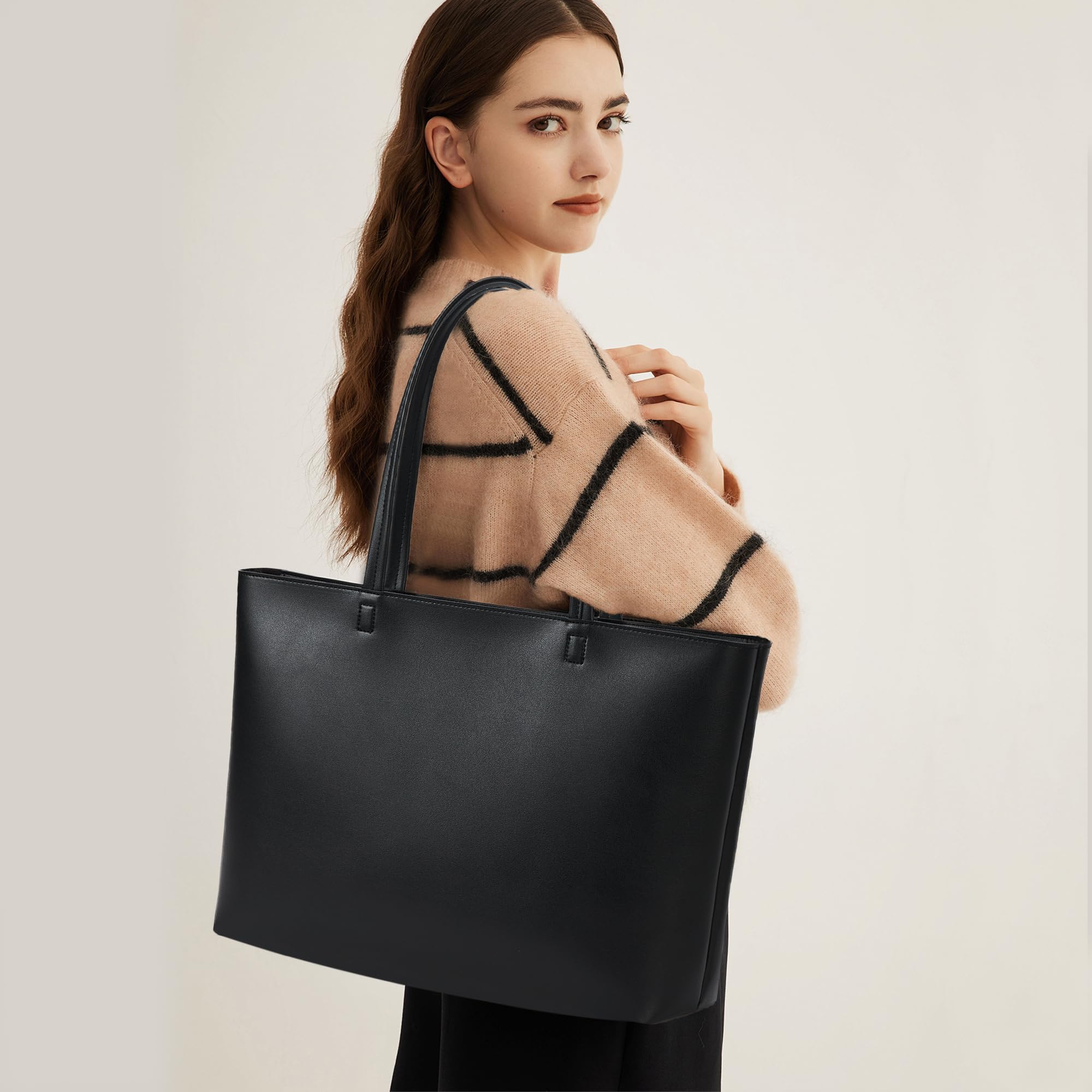 Foto 2 | Bolso Kalidi De Piel Sintética Para Mujer Con Cremallera Negro - Venta Internacional.