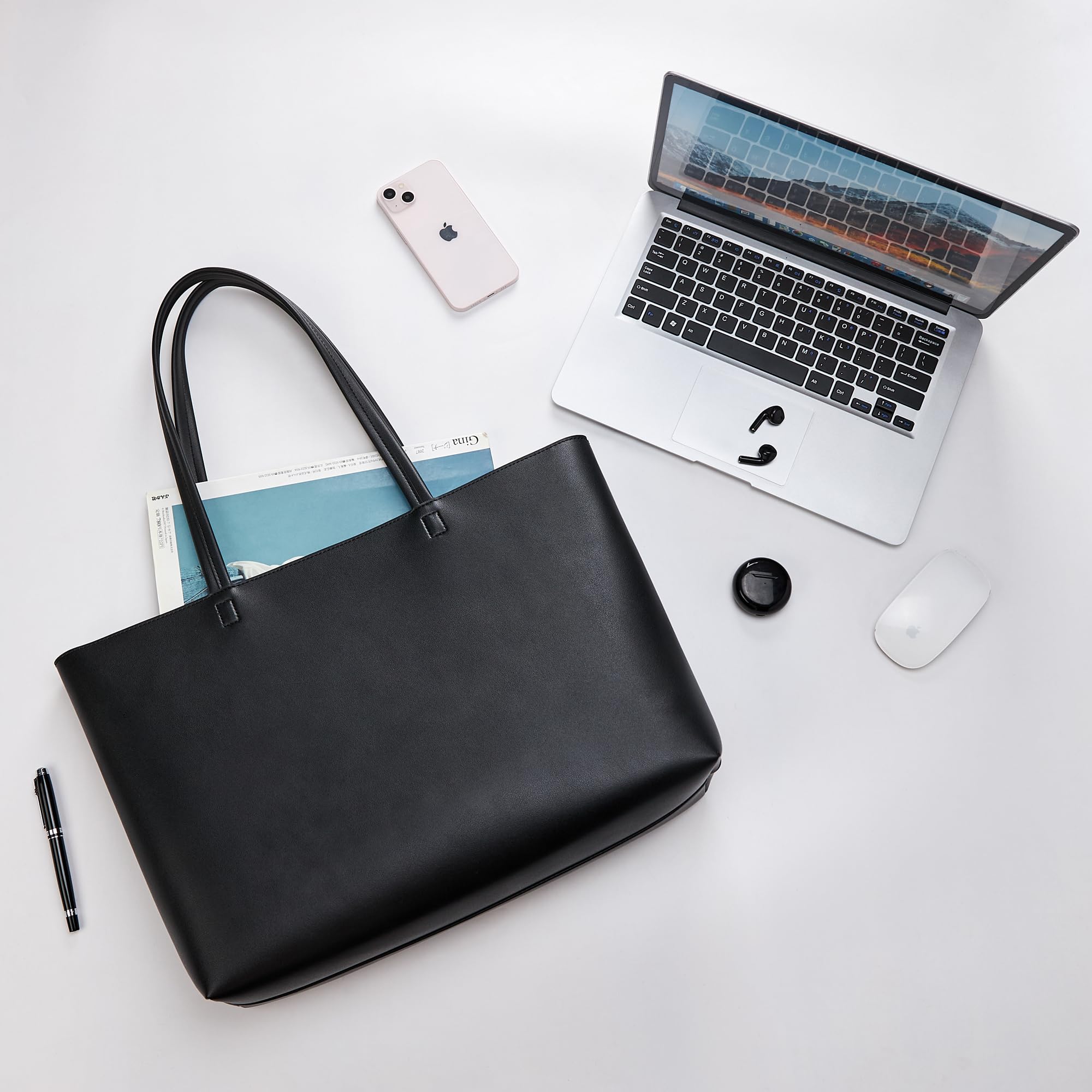 Foto 6 pulgar | Bolso Kalidi De Piel Sintética Para Mujer Con Cremallera Negro - Venta Internacional.