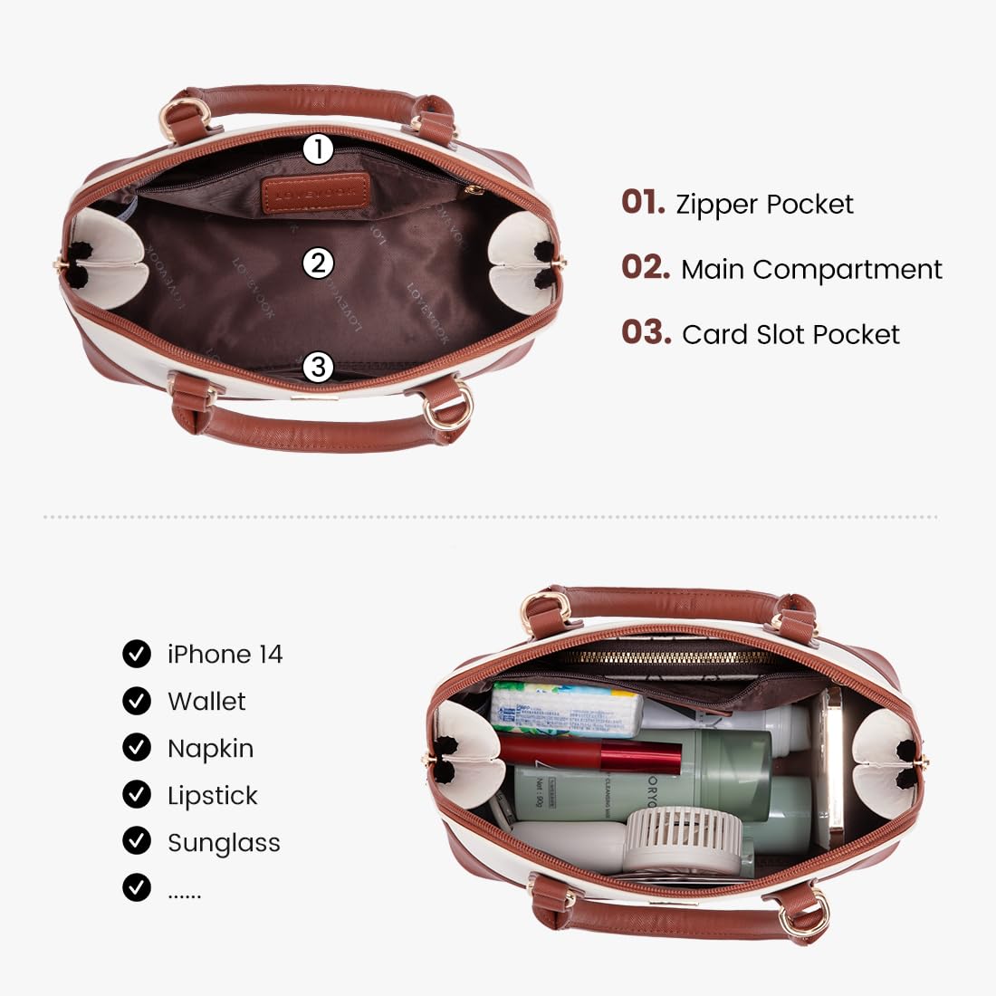 Foto 5 pulgar | Bandolera Lovevook Classic Dome Satchel Beige-marrón - Venta Internacional.