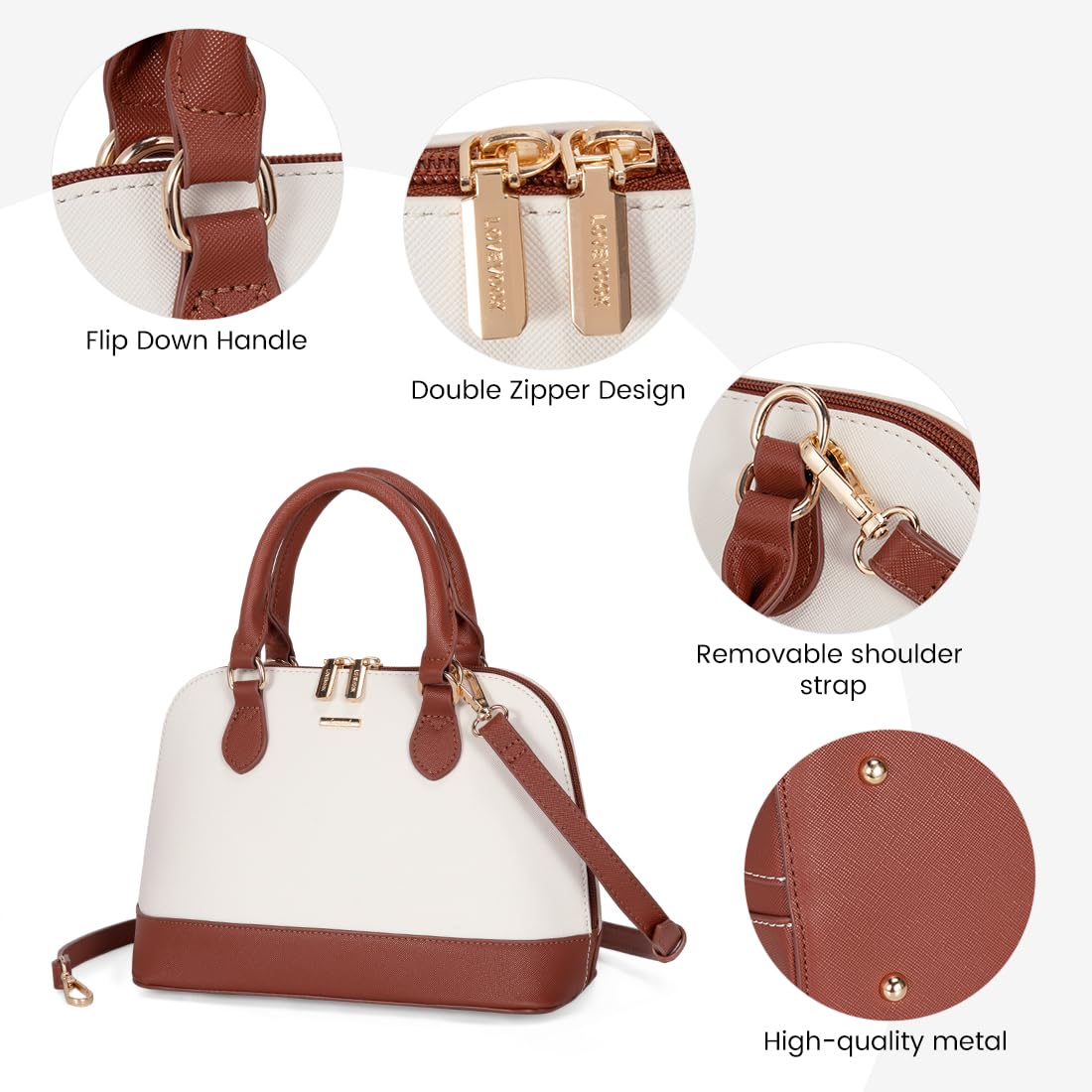Foto 7 pulgar | Bandolera Lovevook Classic Dome Satchel Beige-marrón - Venta Internacional.