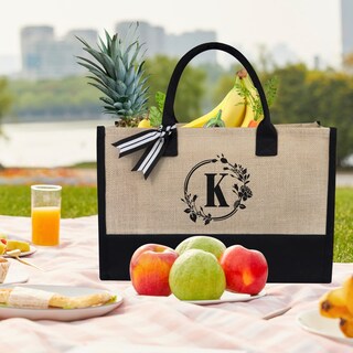 Foto 3 | Bolso De Mano Topdesign Con Iniciales De Yute/lona Para Mujer (letra K) - Venta Internacional.