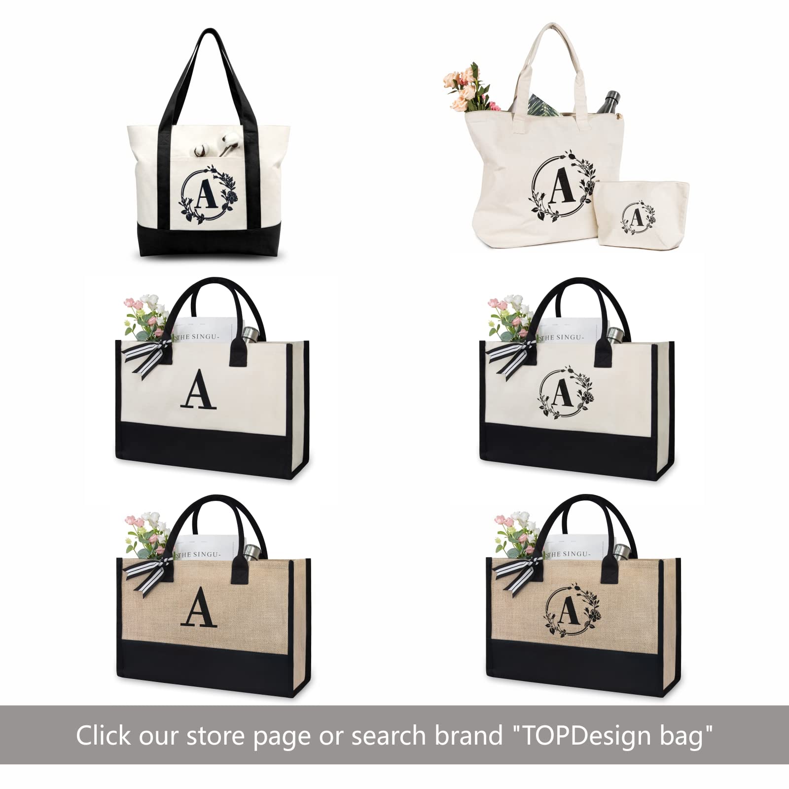 Foto 7 pulgar | Bolso De Mano Topdesign Con Iniciales De Yute/lona Para Mujer (letra K) - Venta Internacional.