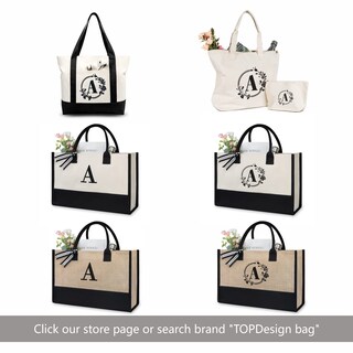 Foto 6 | Bolso De Mano Topdesign Con Iniciales De Yute/lona Para Mujer (letra K) - Venta Internacional.