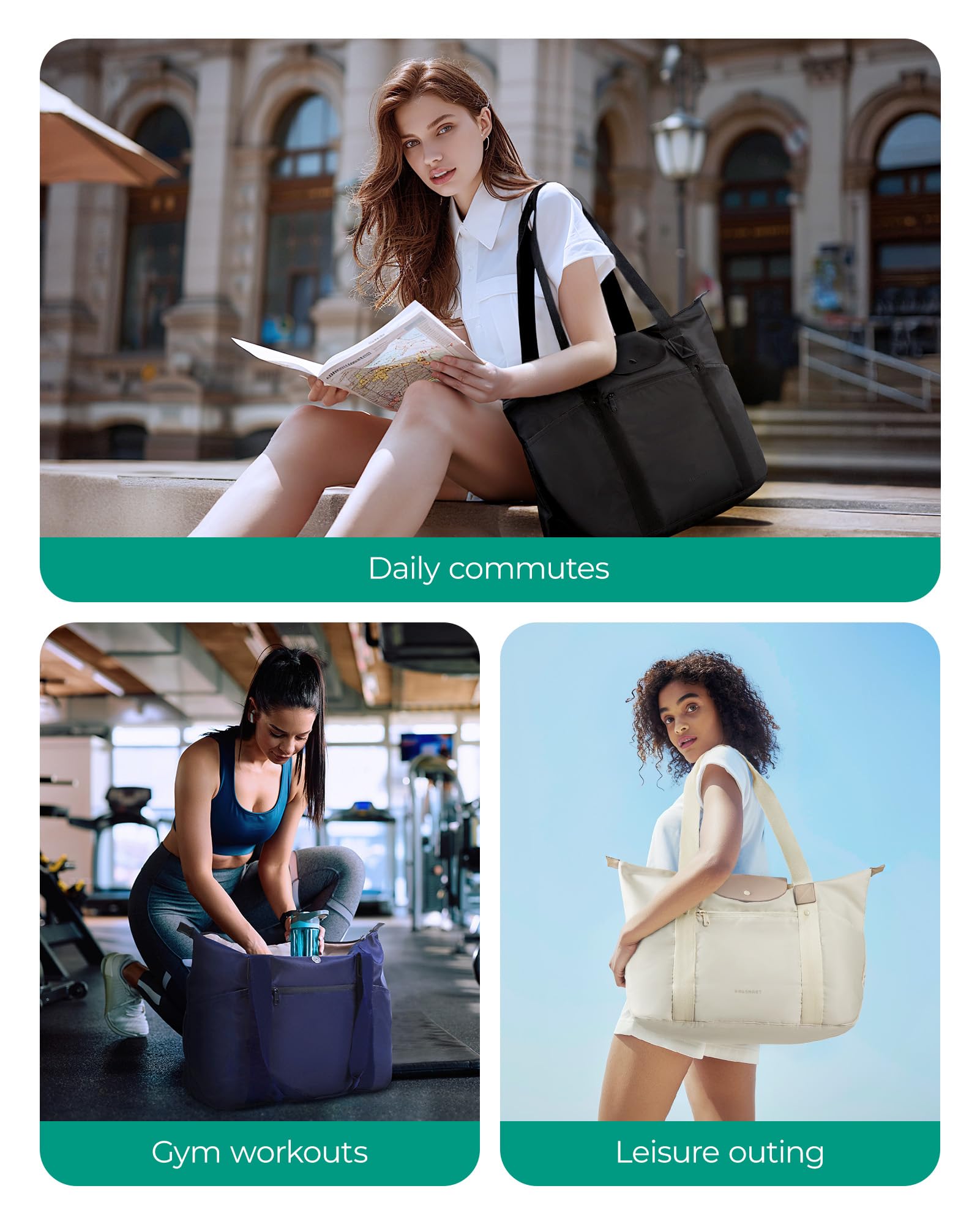 Foto 3 pulgar | Bolsa De Mano Bagsmart, Plegable, Con Compartimentos Y Cierre, Color Negro - Venta Internacional.
