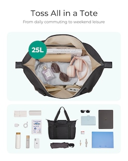 Foto 3 | Bolsa De Mano Bagsmart, Plegable, Con Compartimentos Y Cierre, Color Negro - Venta Internacional.