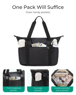 Foto 4 | Bolsa De Mano Bagsmart, Plegable, Con Compartimentos Y Cierre, Color Negro - Venta Internacional.