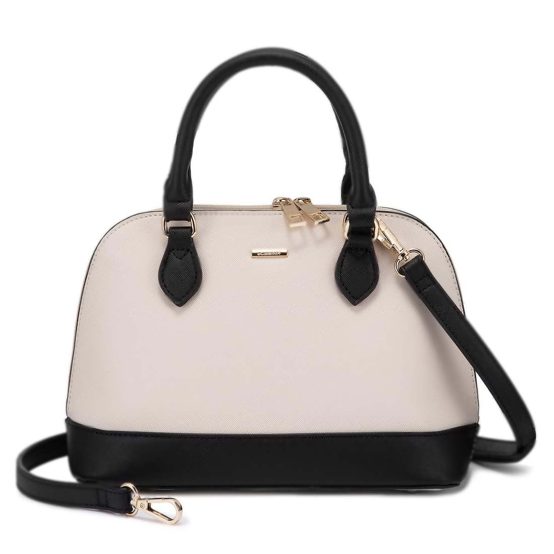 Bandolera Lovevook Classic Con Doble Cierre Y Asa En La Parte Superior, Negro Y Beige - Venta Internacional.