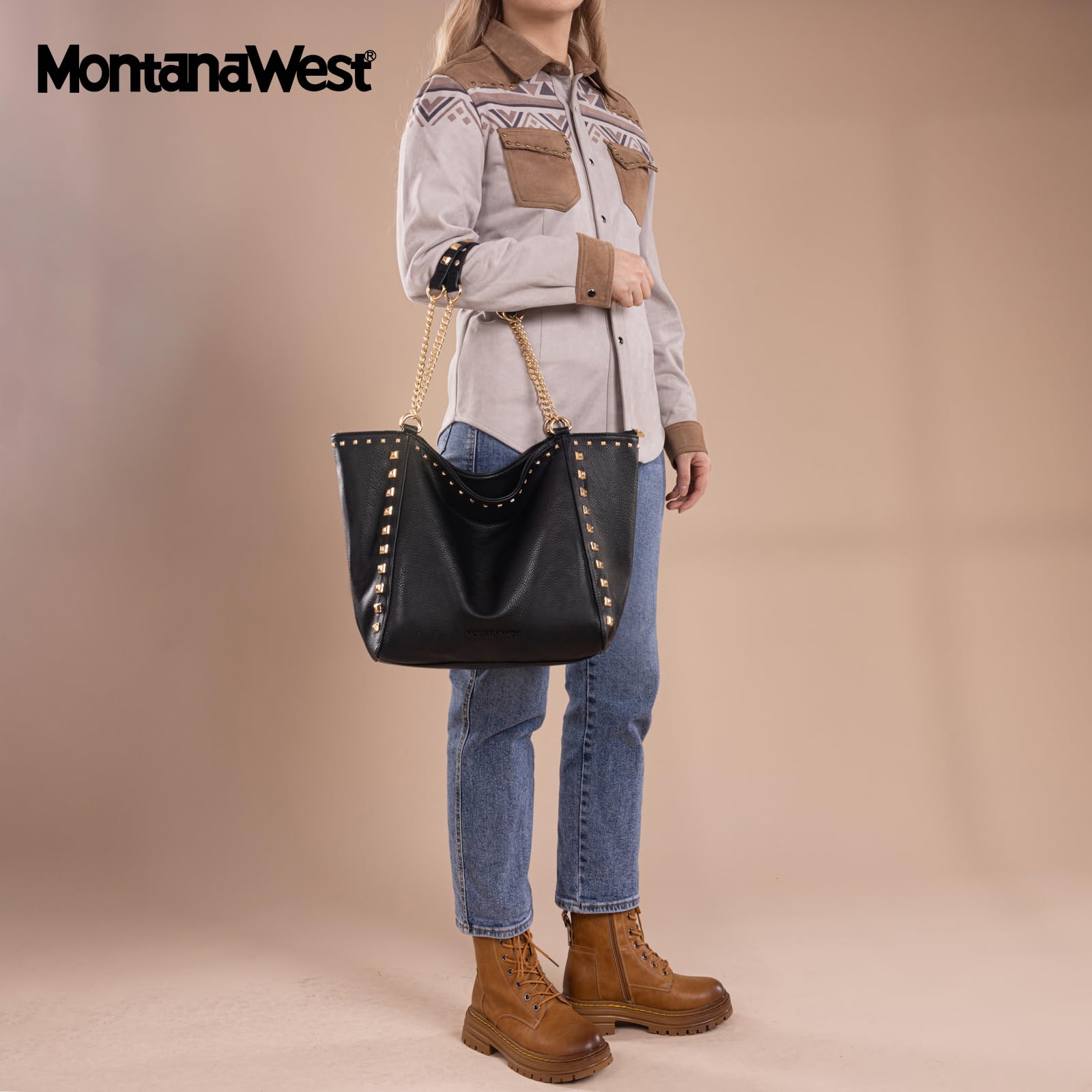 Foto 2 | Bolso De Mano Montana West De Piel Vegana De Gran Tamaño Mwc-2751bk - Venta Internacional.