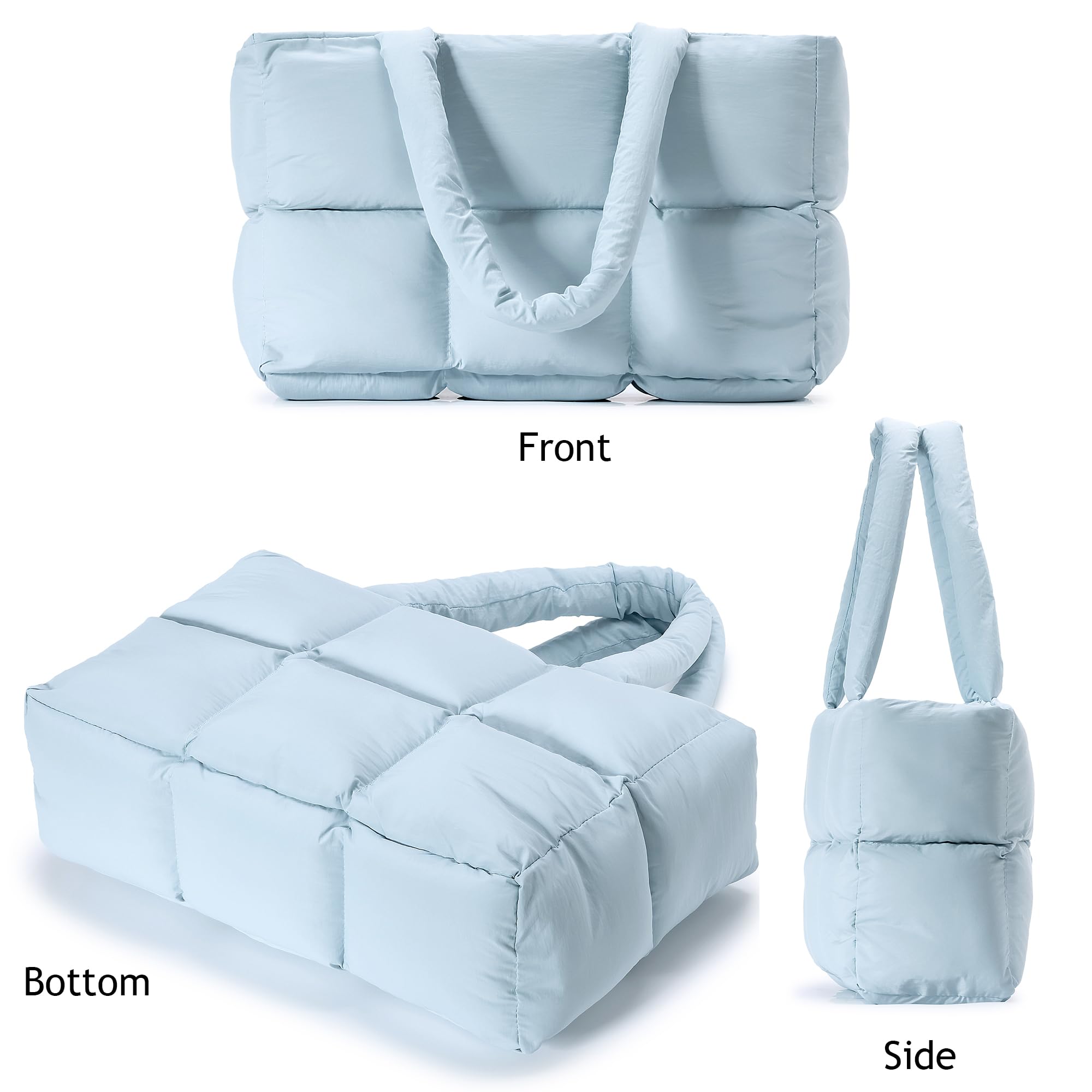 Foto 5 pulgar | Bolso Herald Puffer Para Mujer, Acolchado De Nailon Azul Para Invierno - Venta Internacional.