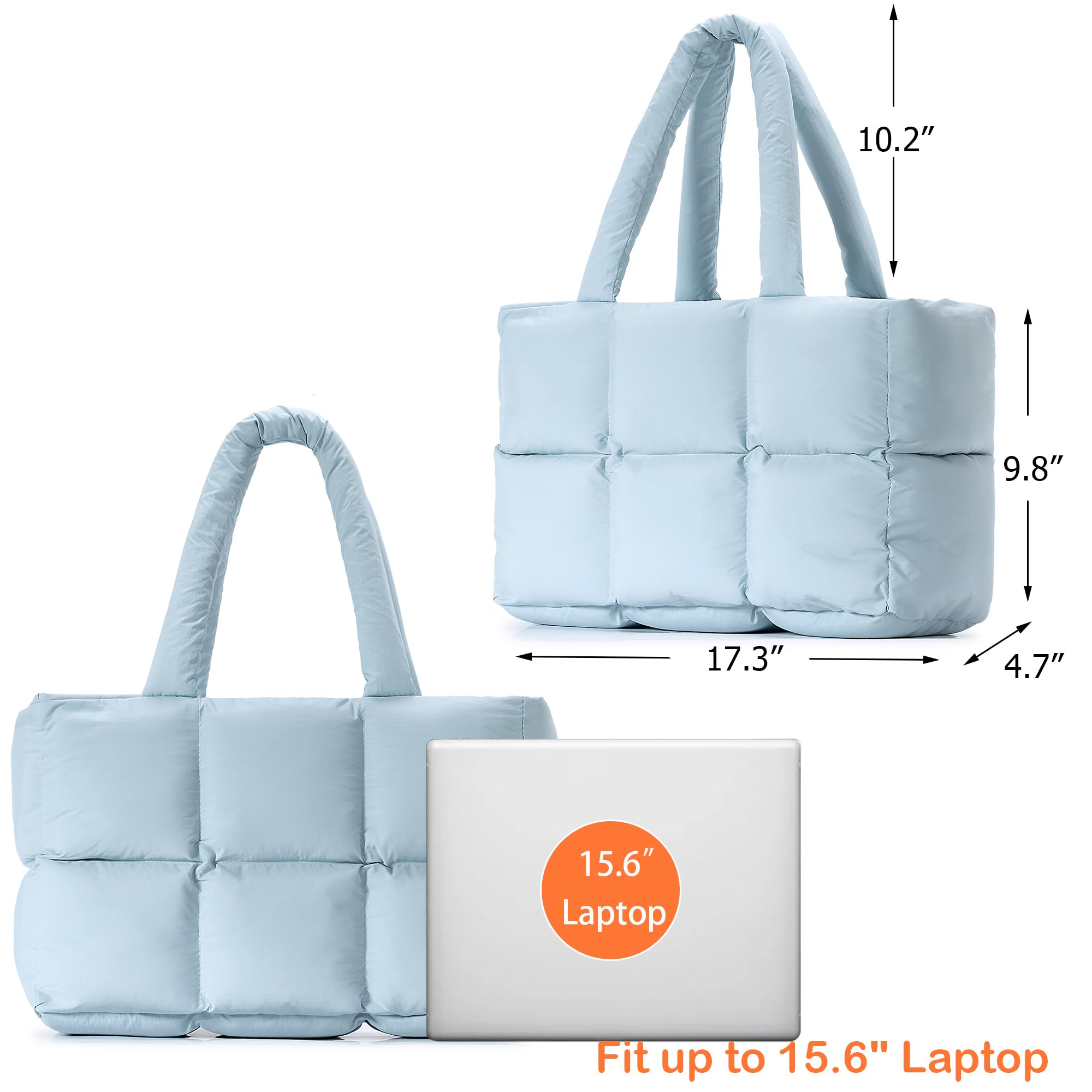 Foto 6 pulgar | Bolso Herald Puffer Para Mujer, Acolchado De Nailon Azul Para Invierno - Venta Internacional.