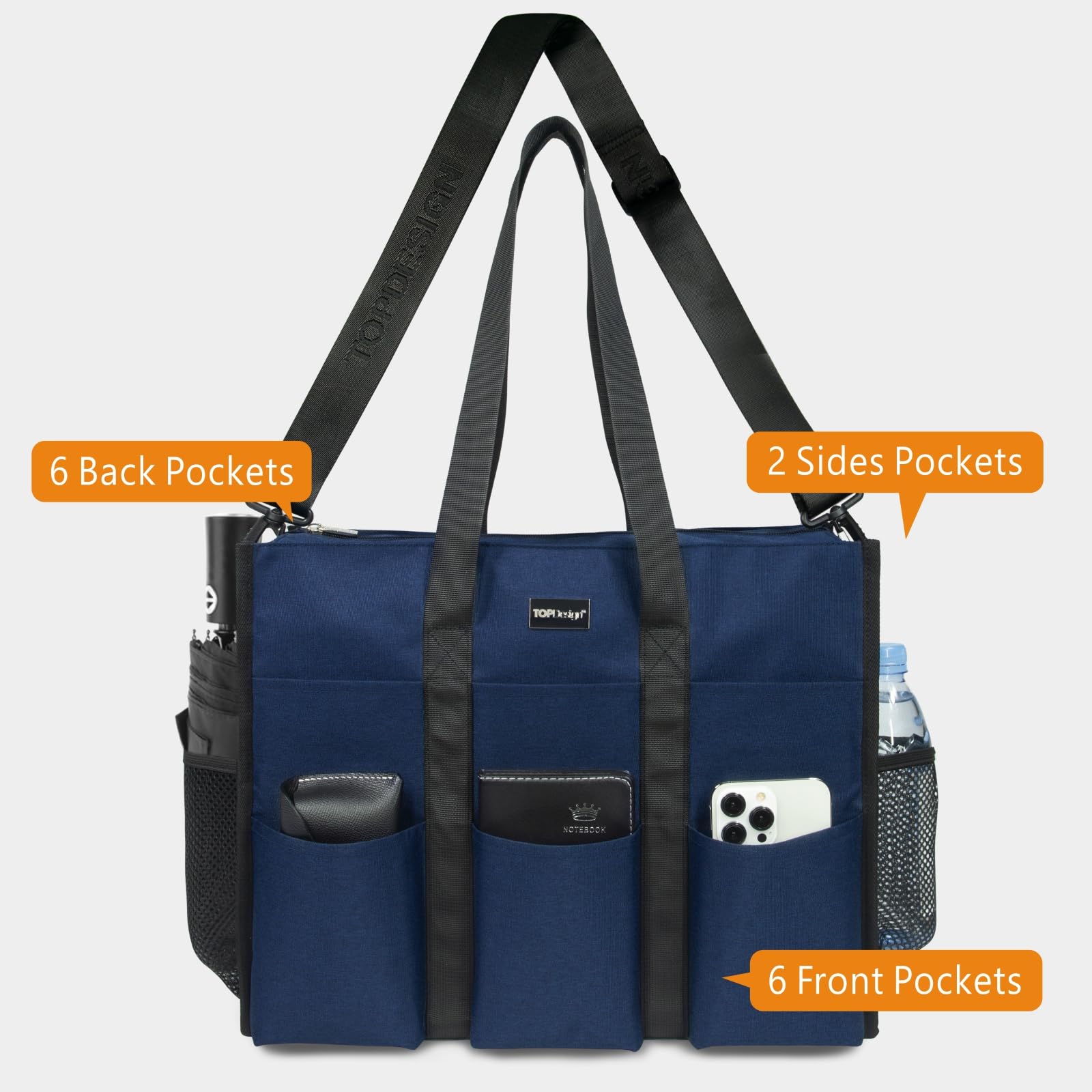 Foto 5 pulgar | Bolsa Topdesign Utility Resistente Al Agua Con 22 Bolsillos, Color Azul - Venta Internacional.
