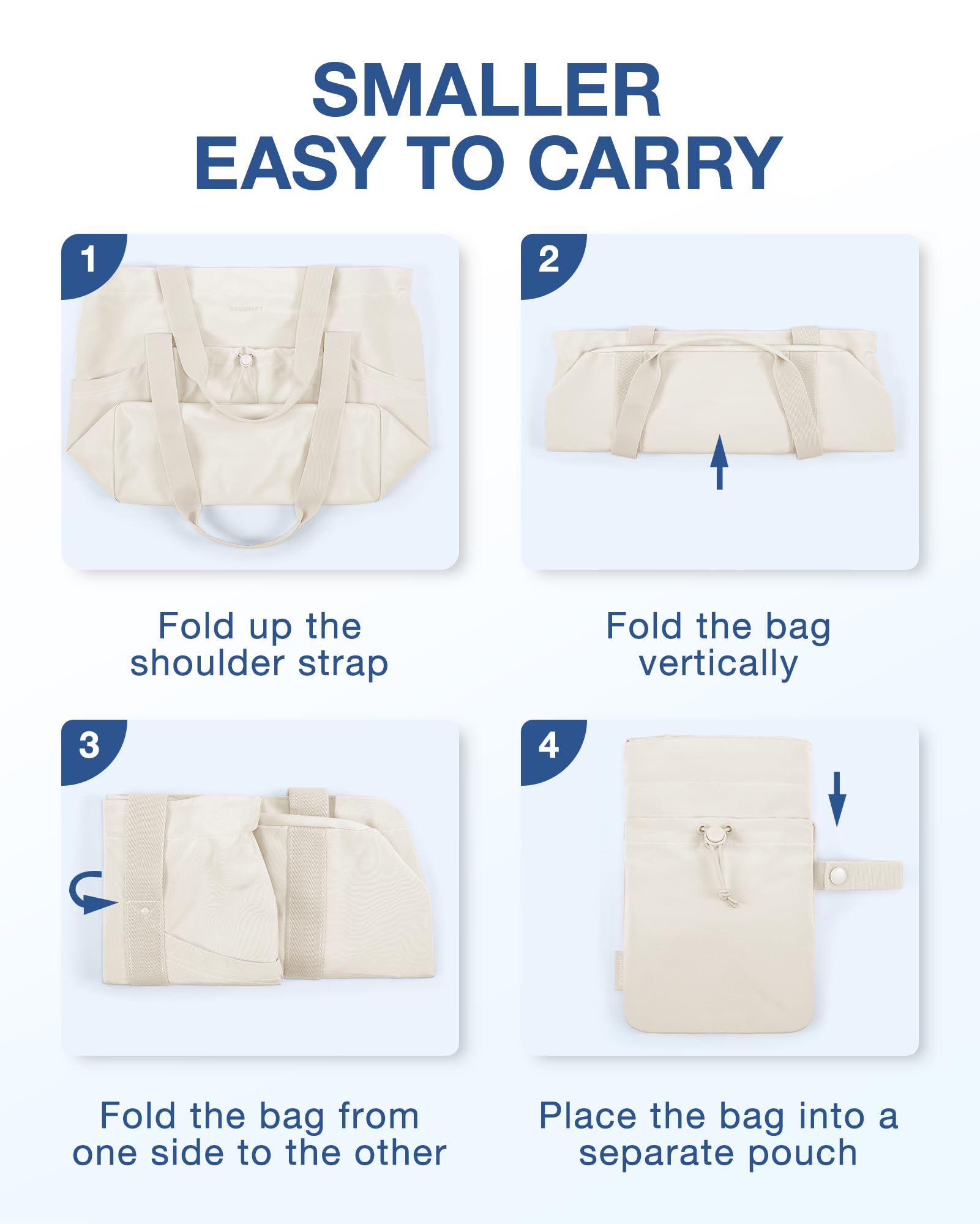 Foto 4 pulgar | Bolsa De Mano Bagsmart Para Mujer Plegable Con Bolsa De Almacenamiento De 20 Litros (beige) - Venta Internacional.