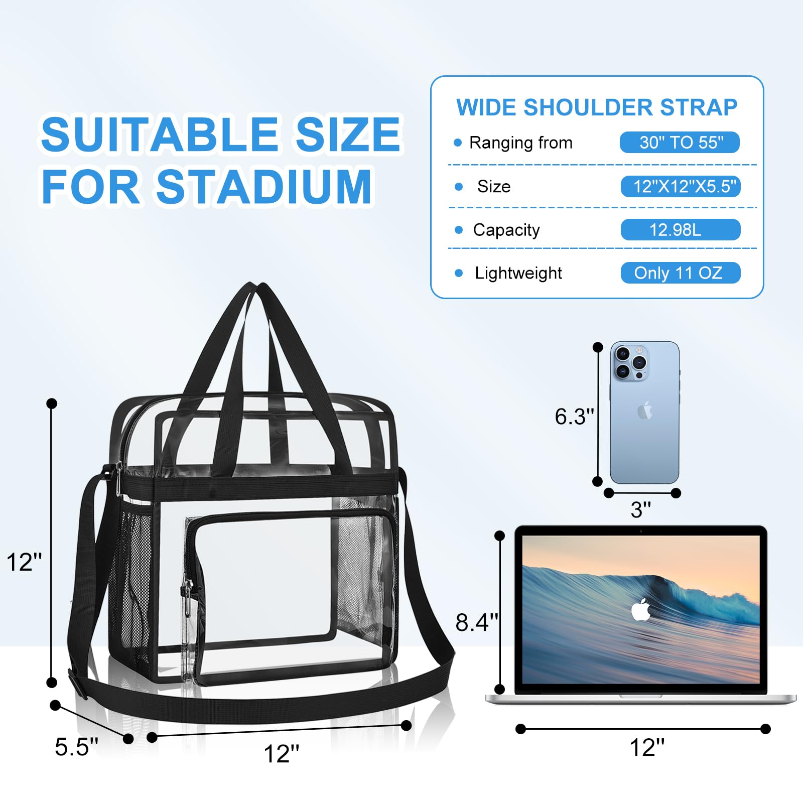Foto 3 pulgar | Bolsa Transparente Busuw Para Eventos En Estadios, 30 X 30 X 15 Cm (negra) - Venta Internacional.