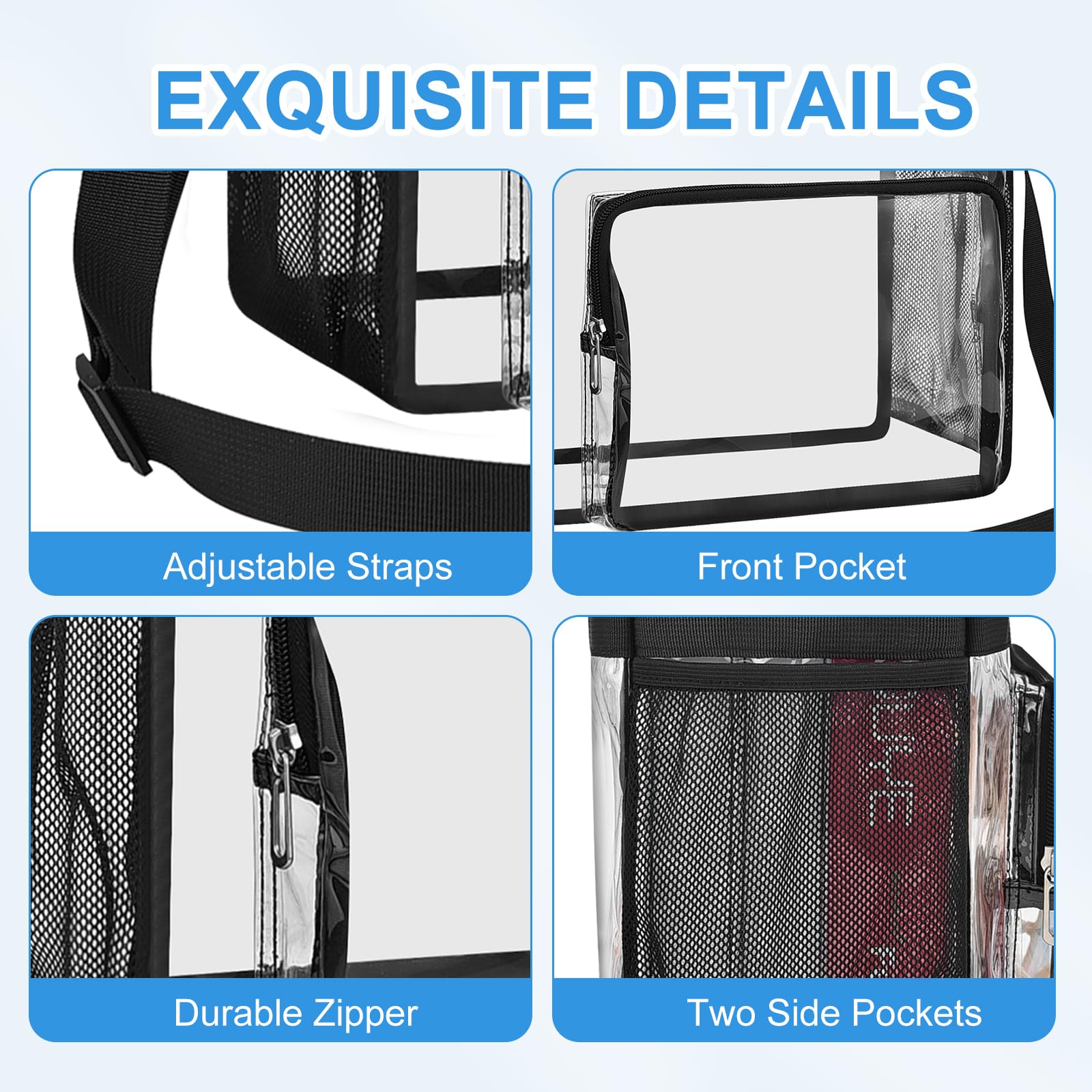 Foto 5 pulgar | Bolsa Transparente Busuw Para Eventos En Estadios, 30 X 30 X 15 Cm (negra) - Venta Internacional.