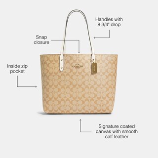 Foto 4 | Bolso Coach Town De Piel Granulada Pulida Con Tiza De Color Caqui Claro - Venta Internacional.