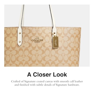 Foto 5 | Bolso Coach Town De Piel Granulada Pulida Con Tiza De Color Caqui Claro - Venta Internacional.