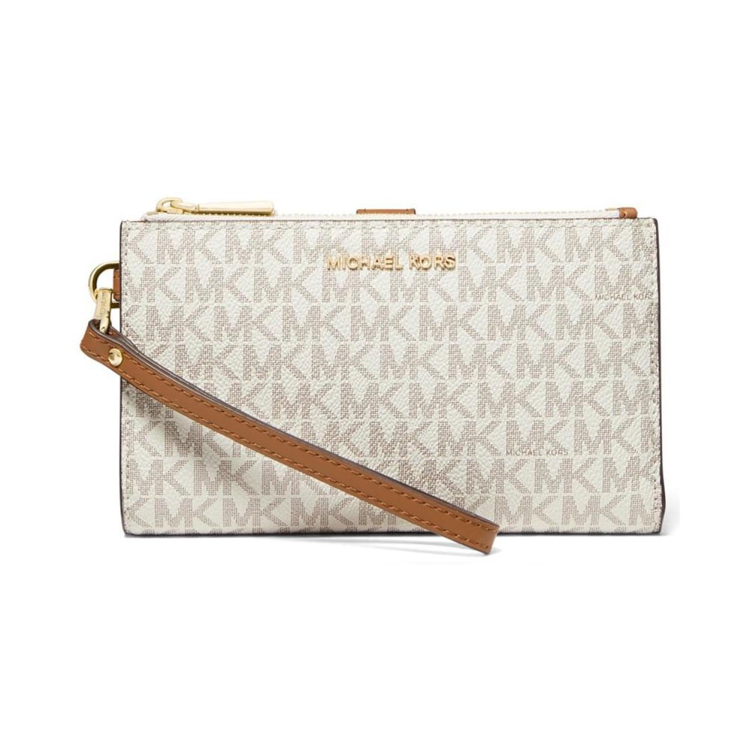 Foto 2 pulgar | Wristlet Michael Kors Jet Set De Lona Marrón Con Doble Cremallera - Venta Internacional.