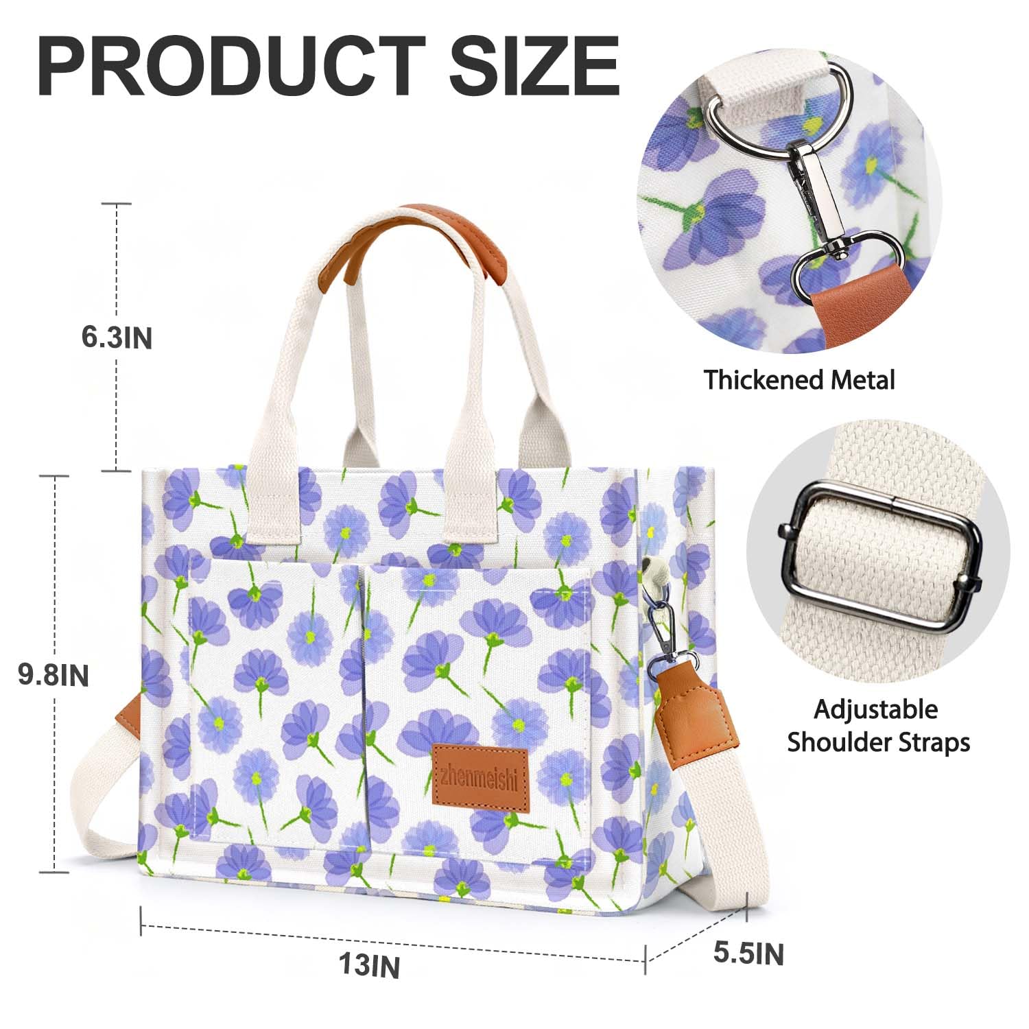 Foto 6 pulgar | Bolso De Lona Ayieyill Para Mujer Purple Flower - Venta Internacional.