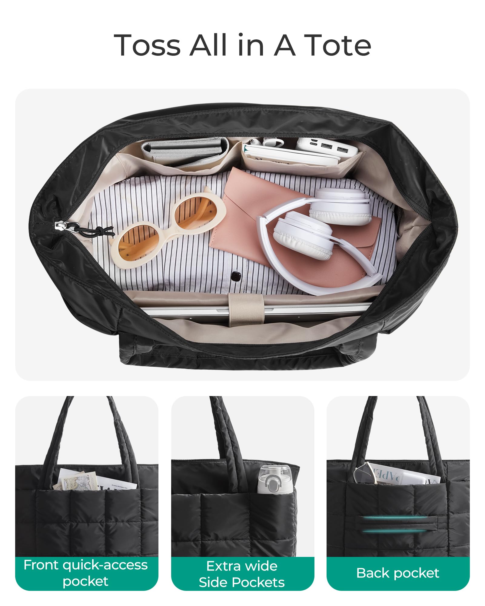 Foto 5 pulgar | Bolsa Acolchada Bagsmart Con Cierre Expandible, Resistente Al Agua - Venta Internacional.