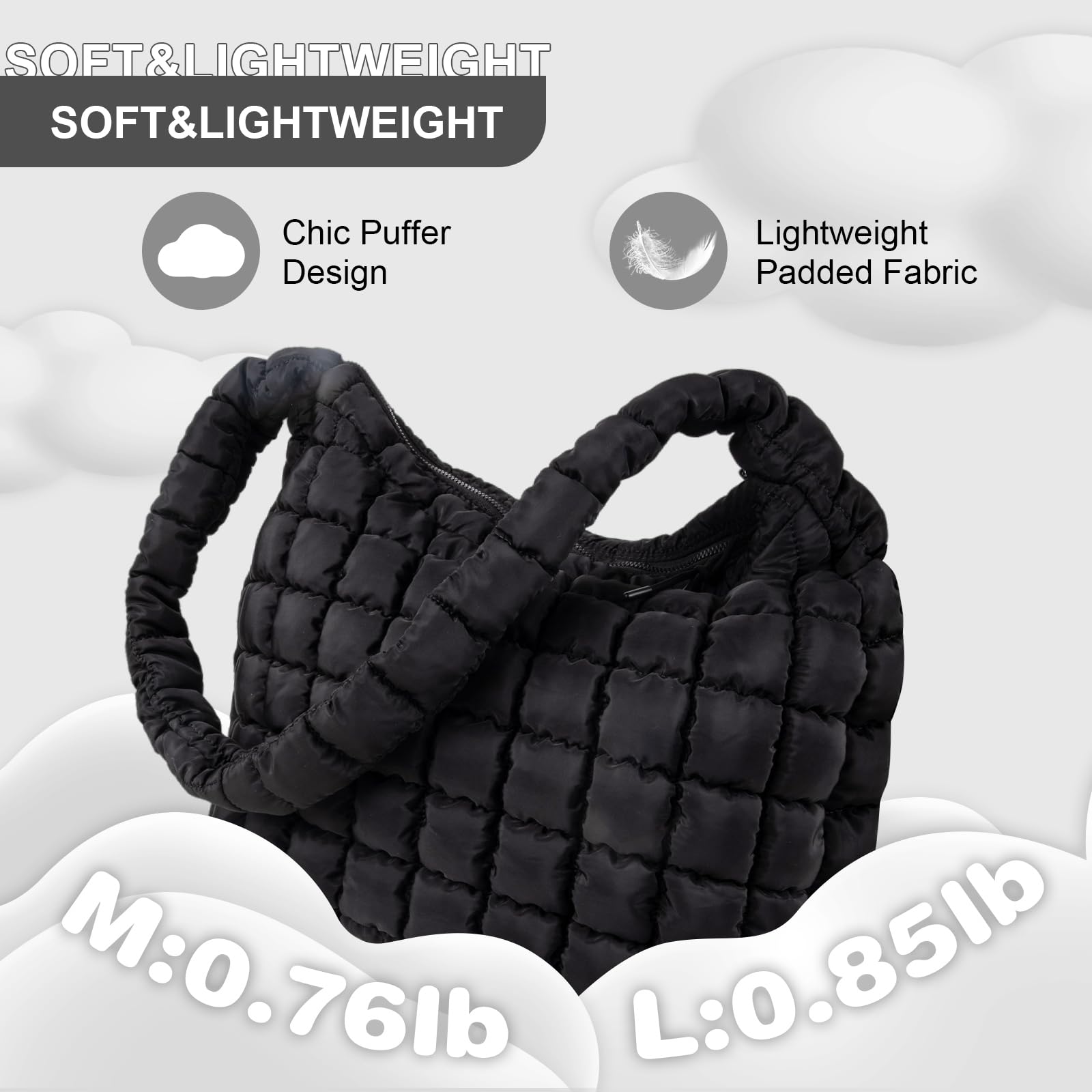 Foto 6 pulgar | Bolsa Acolchada Uixizq Para Mujer, Acolchada, De Nailon, Color Negro - Venta Internacional.
