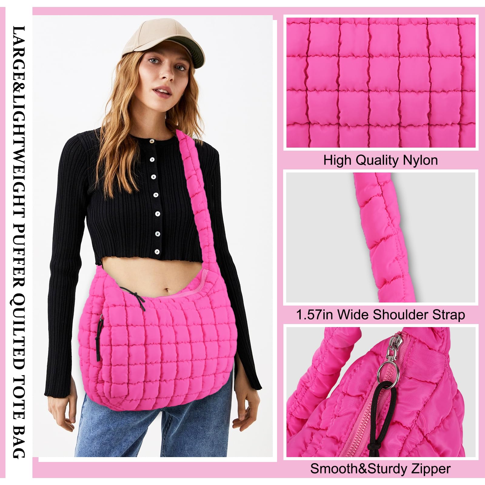 Foto 4 pulgar | Bolsa Acolchada Uixizq Para Mujer, Acolchada, De Nailon, Color Morado - Venta Internacional.