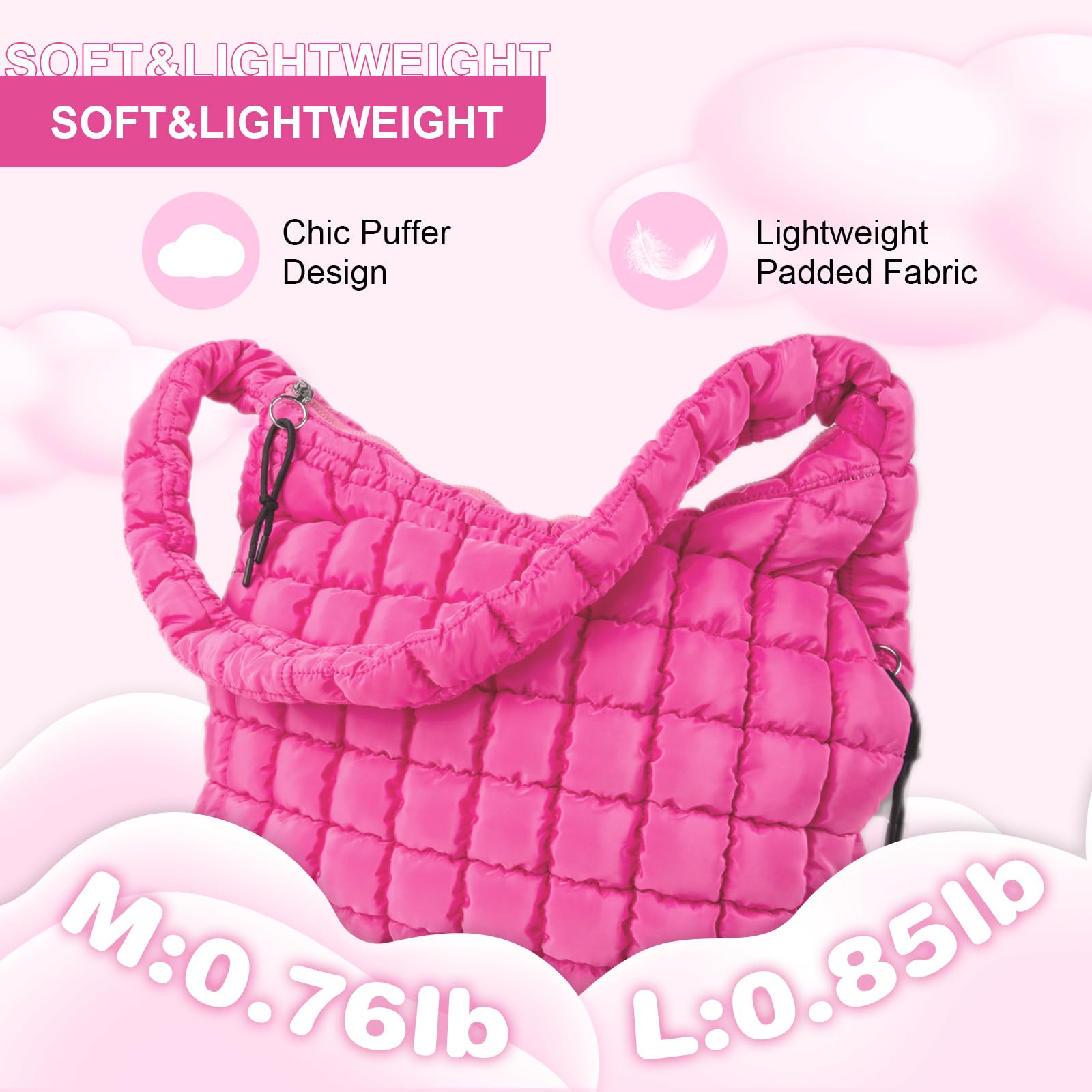 Foto 6 pulgar | Bolsa Acolchada Uixizq Para Mujer, Acolchada, De Nailon, Color Morado - Venta Internacional.