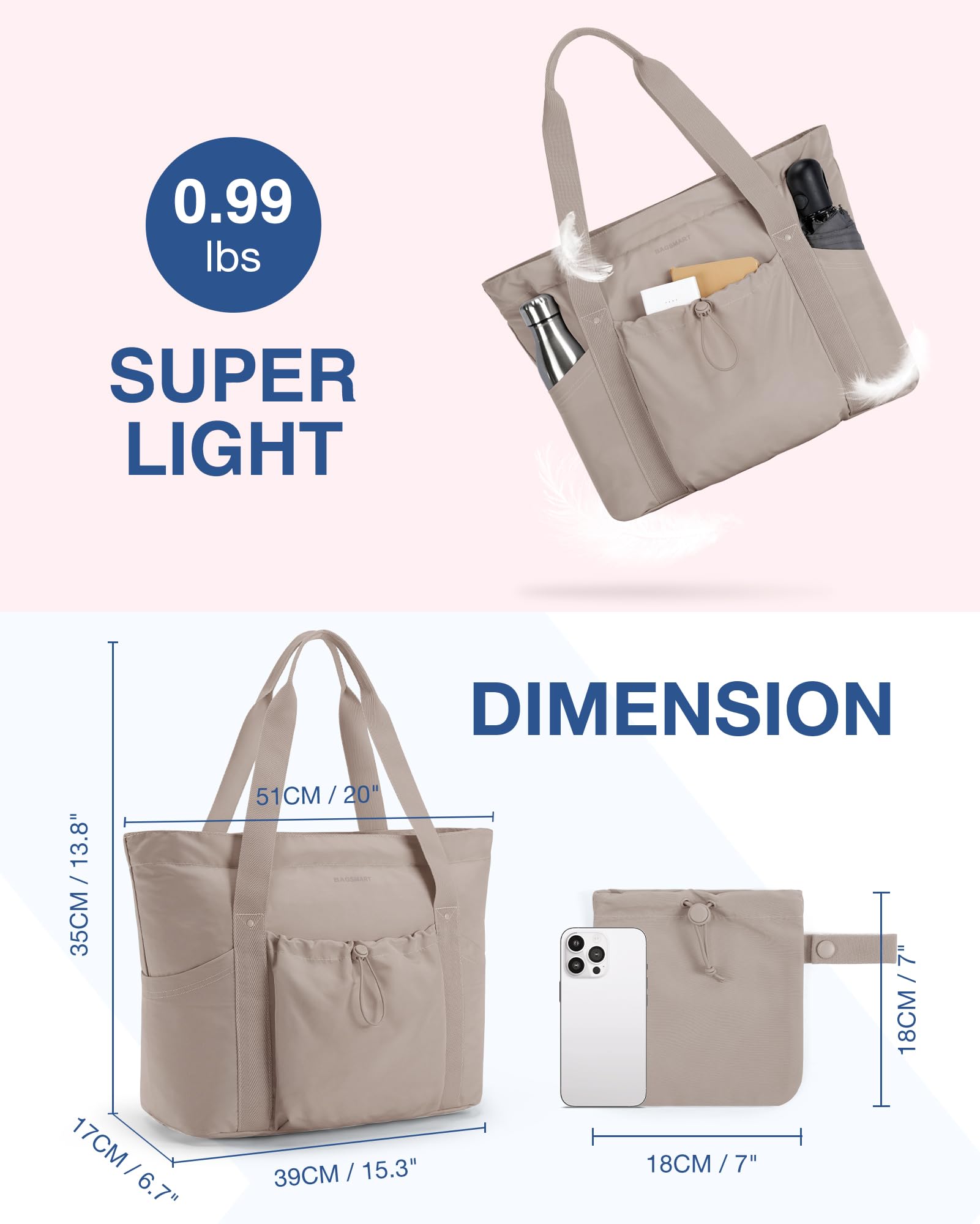 Foto 4 pulgar | Bolsa De Mano Bagsmart Para Mujer Plegable Con Bolsa De Almacenamiento Para Viajes Y Trabajo - Venta Internacional.