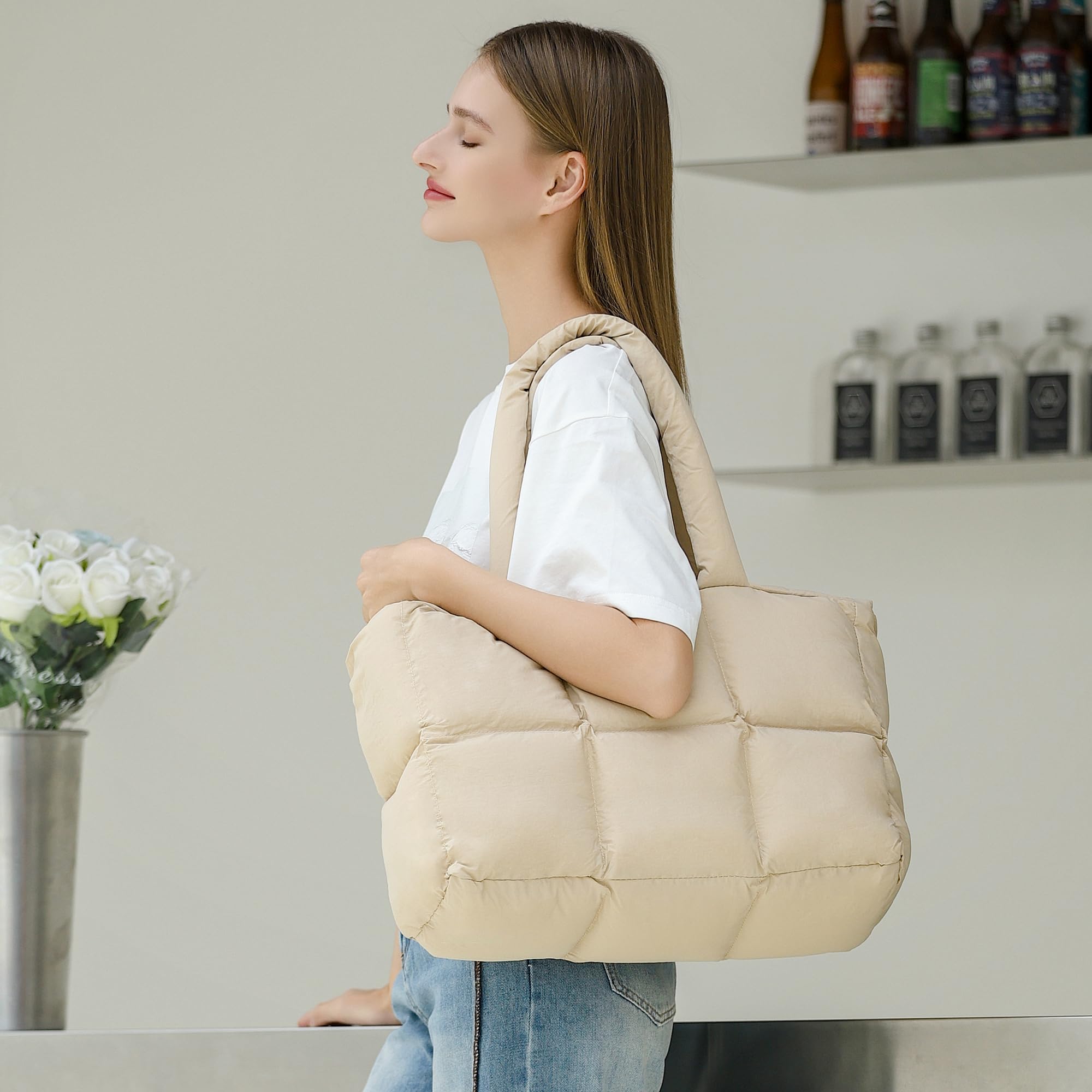 Foto 3 pulgar | Bolso De Mano Herald Puffer Para Mujer, Tamaño Grande, Acolchado, Puffy Cloud - Venta Internacional.