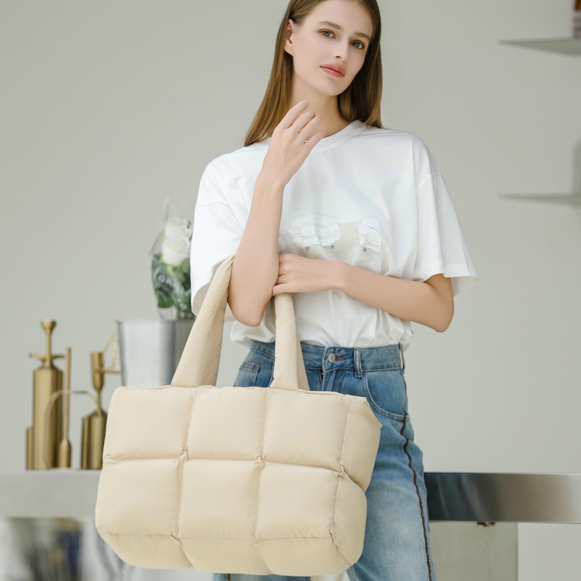 Foto 4 pulgar | Bolso De Mano Herald Puffer Para Mujer, Tamaño Grande, Acolchado, Puffy Cloud - Venta Internacional.