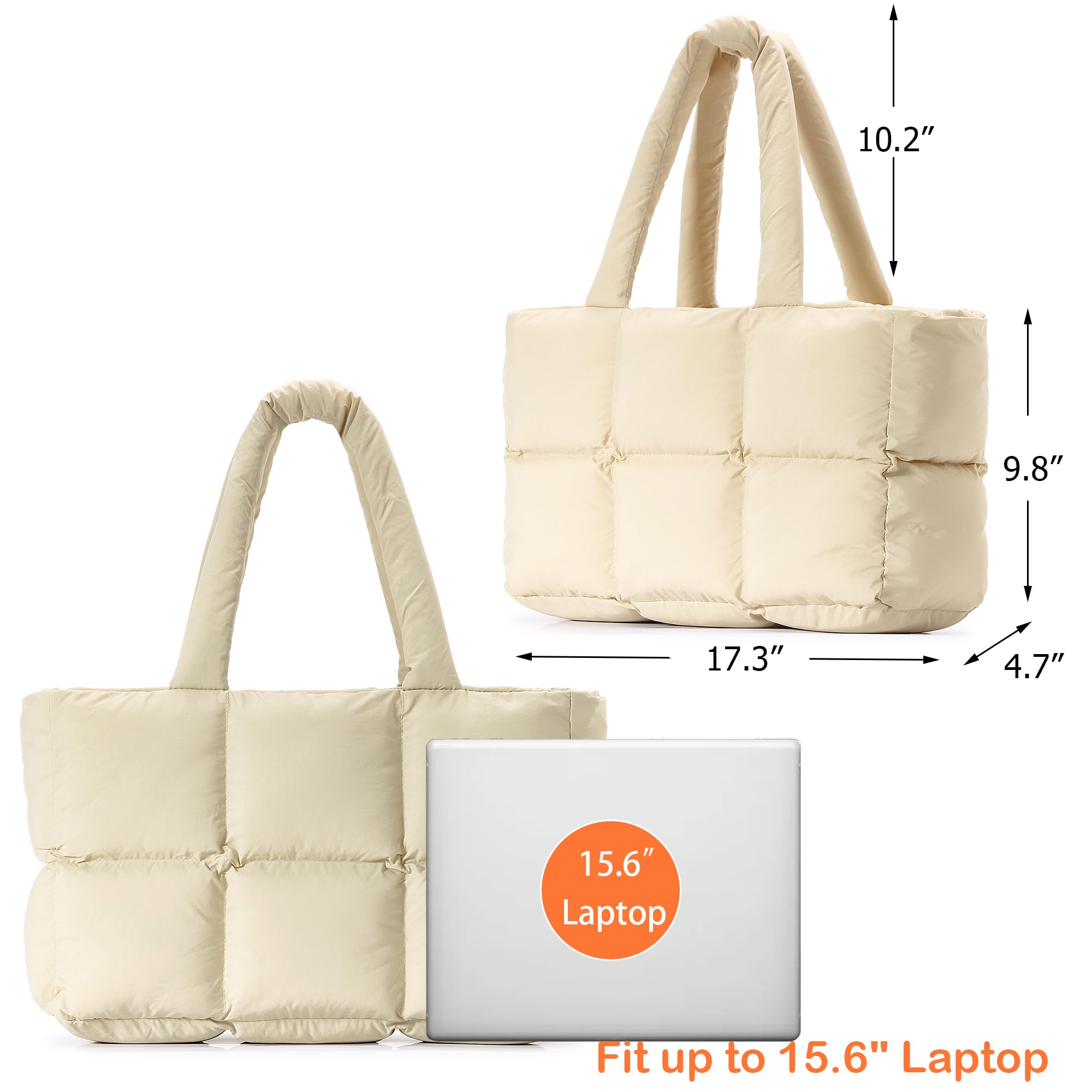 Foto 6 pulgar | Bolso De Mano Herald Puffer Para Mujer, Tamaño Grande, Acolchado, Puffy Cloud - Venta Internacional.