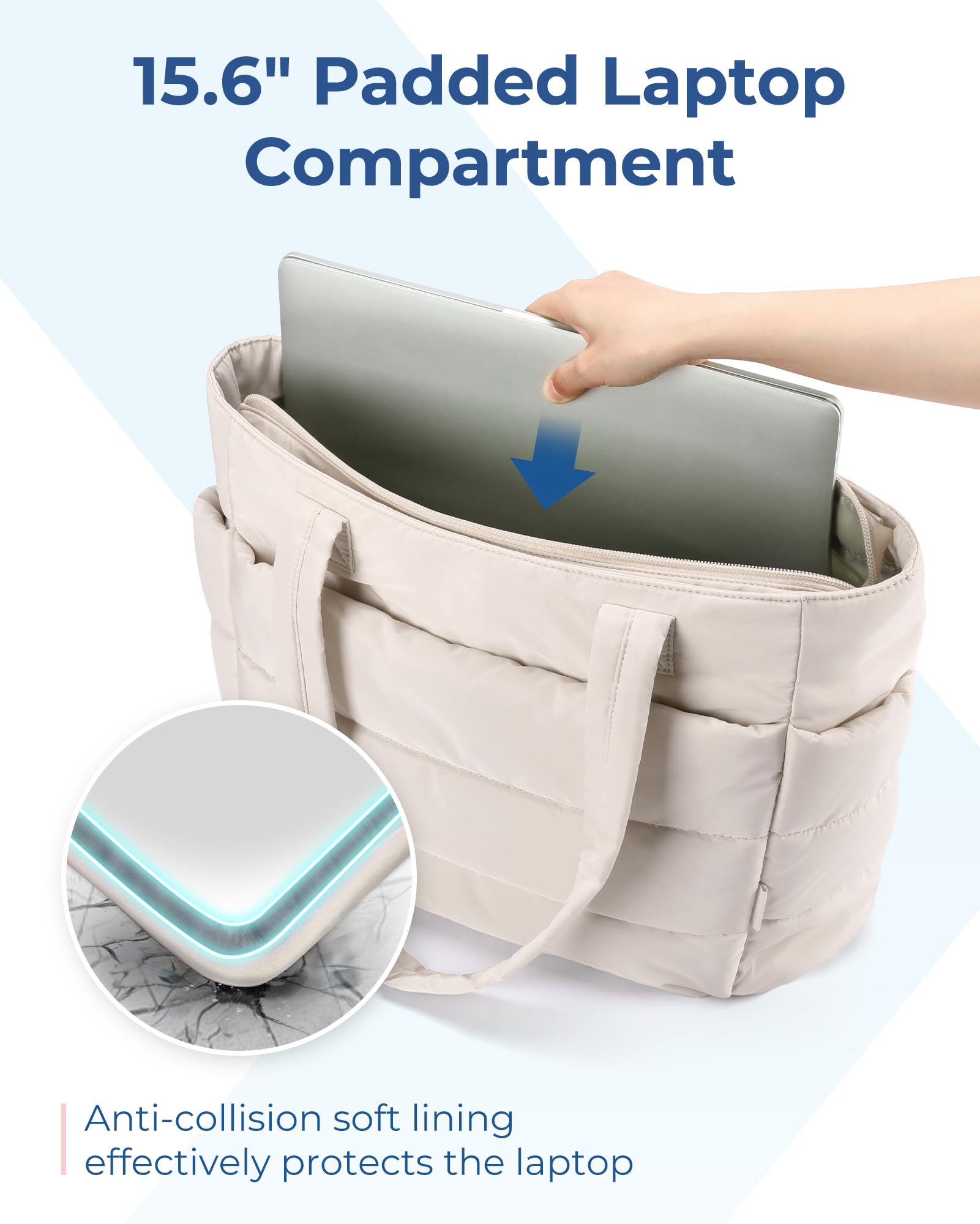Foto 6 pulgar | Bolsa De Mano Bagsmart Lightweight Puffy Para Mujer, 20 Litros (gris) - Venta Internacional.