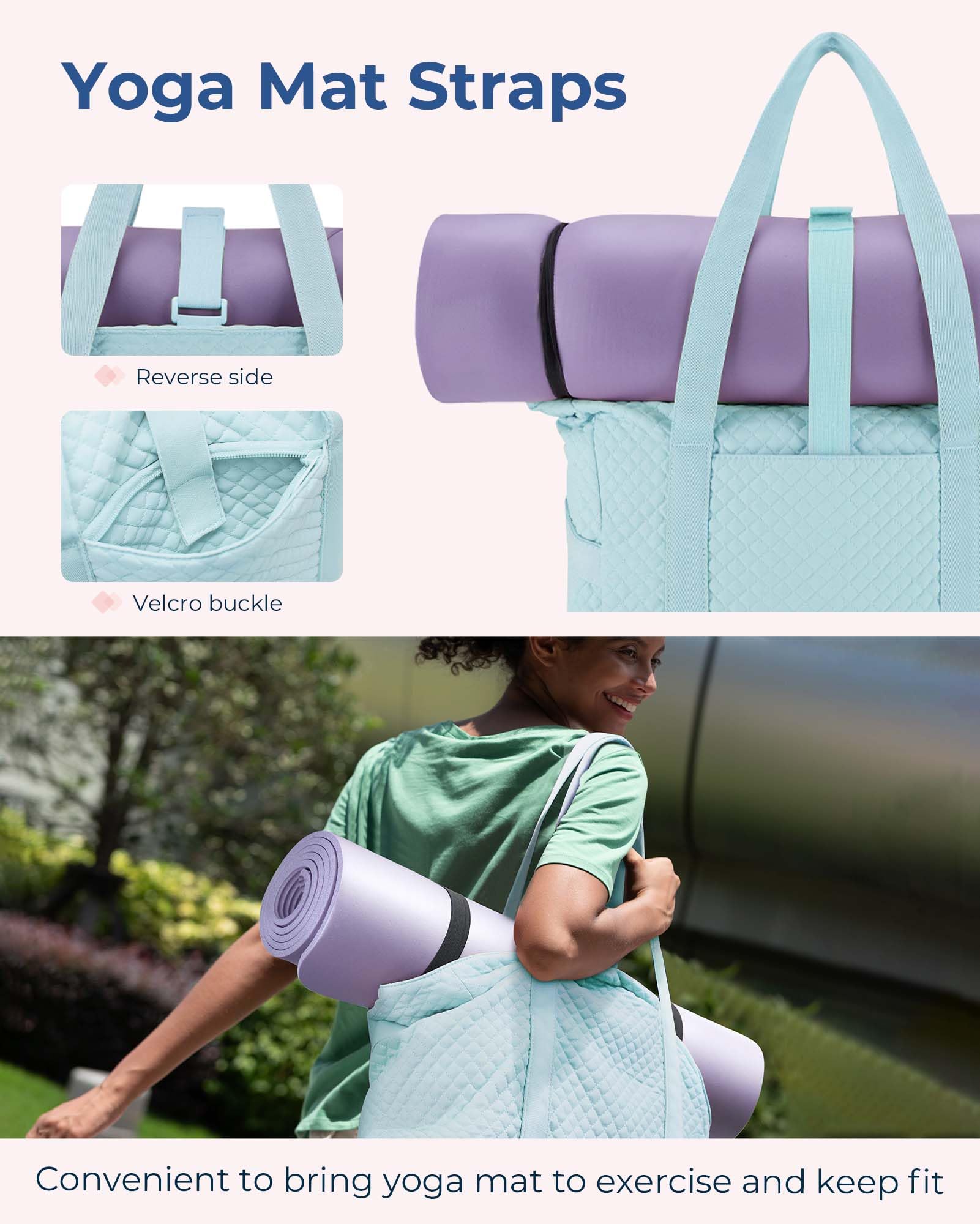 Foto 2 | Bolsa Bagsmart Grande Para Mujer Con Hebilla Para Esterilla De Yoga, Color Azul - Venta Internacional.