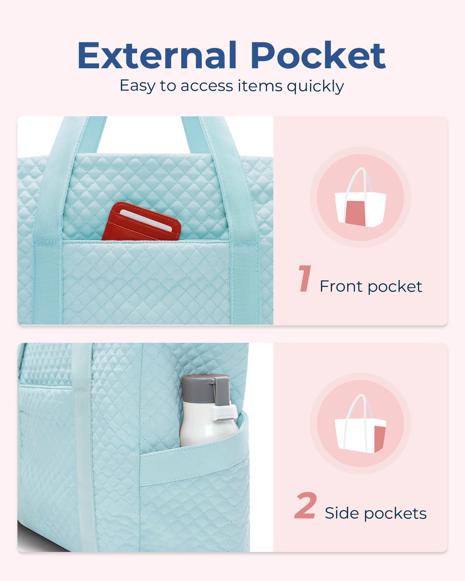 Foto 4 pulgar | Bolsa Bagsmart Grande Para Mujer Con Hebilla Para Esterilla De Yoga, Color Azul - Venta Internacional.