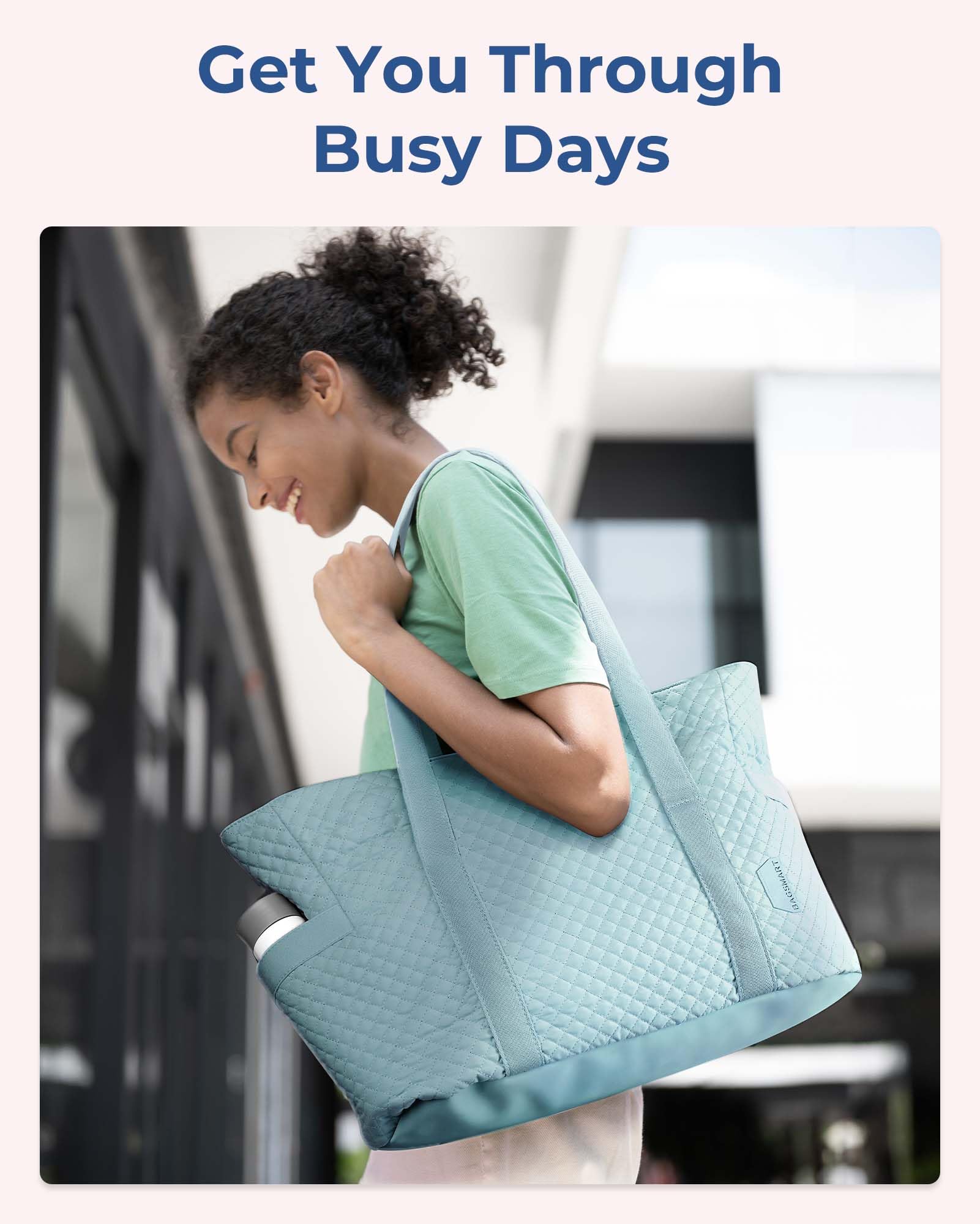 Foto 6 pulgar | Bolsa Bagsmart Grande Para Mujer Con Hebilla Para Esterilla De Yoga, Color Azul - Venta Internacional.