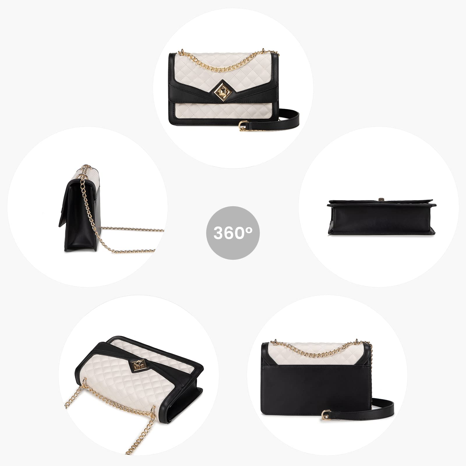 Foto 7 | Bandolera Lovevook Monedero De Piel Acolchada En Blanco Y Negro - Venta Internacional.
