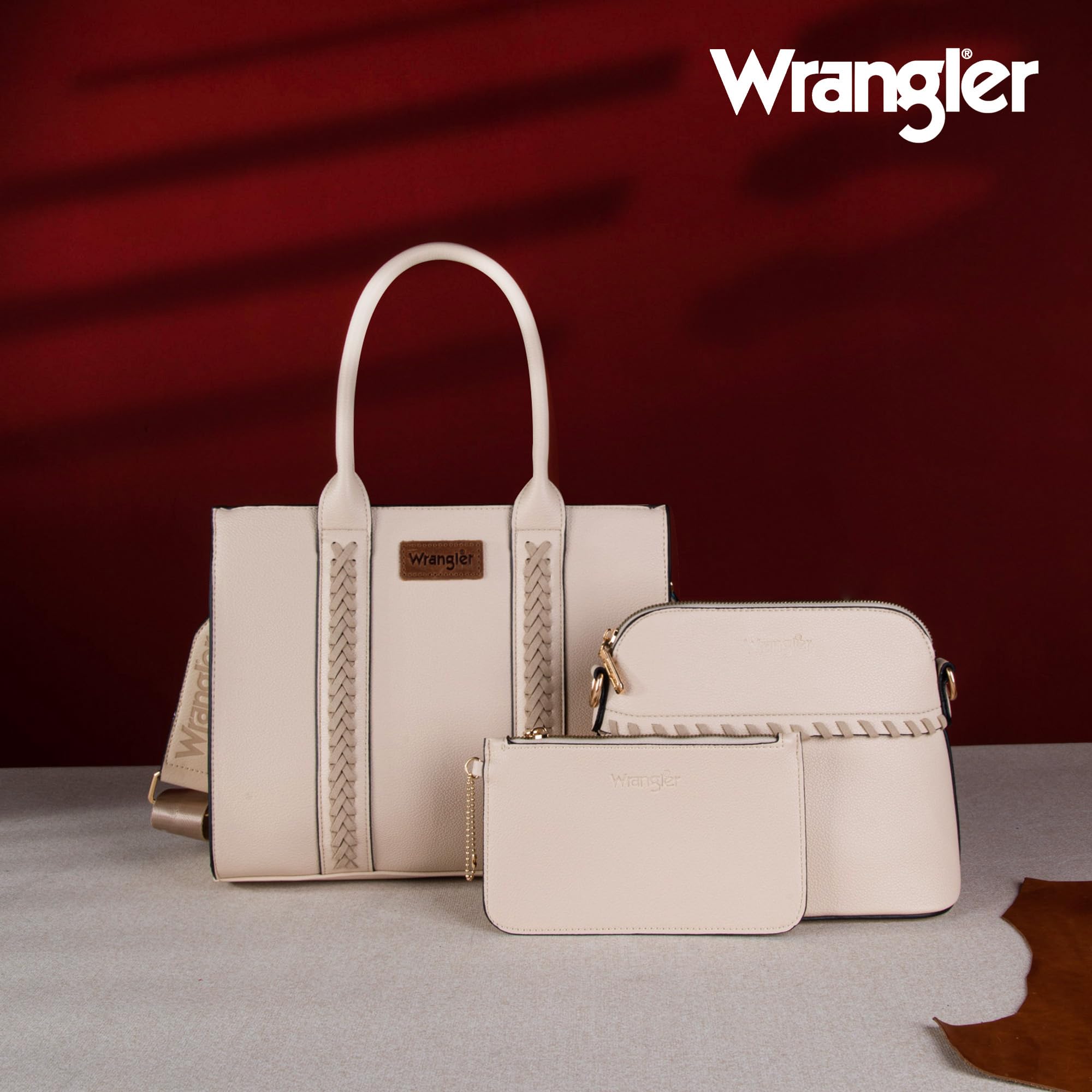Foto 3 pulgar | Bolso De Mano Wrangler Wg3-8321bg Para Mujer, Color Beige, Con Juego De 3 Piezas - Venta Internacional.