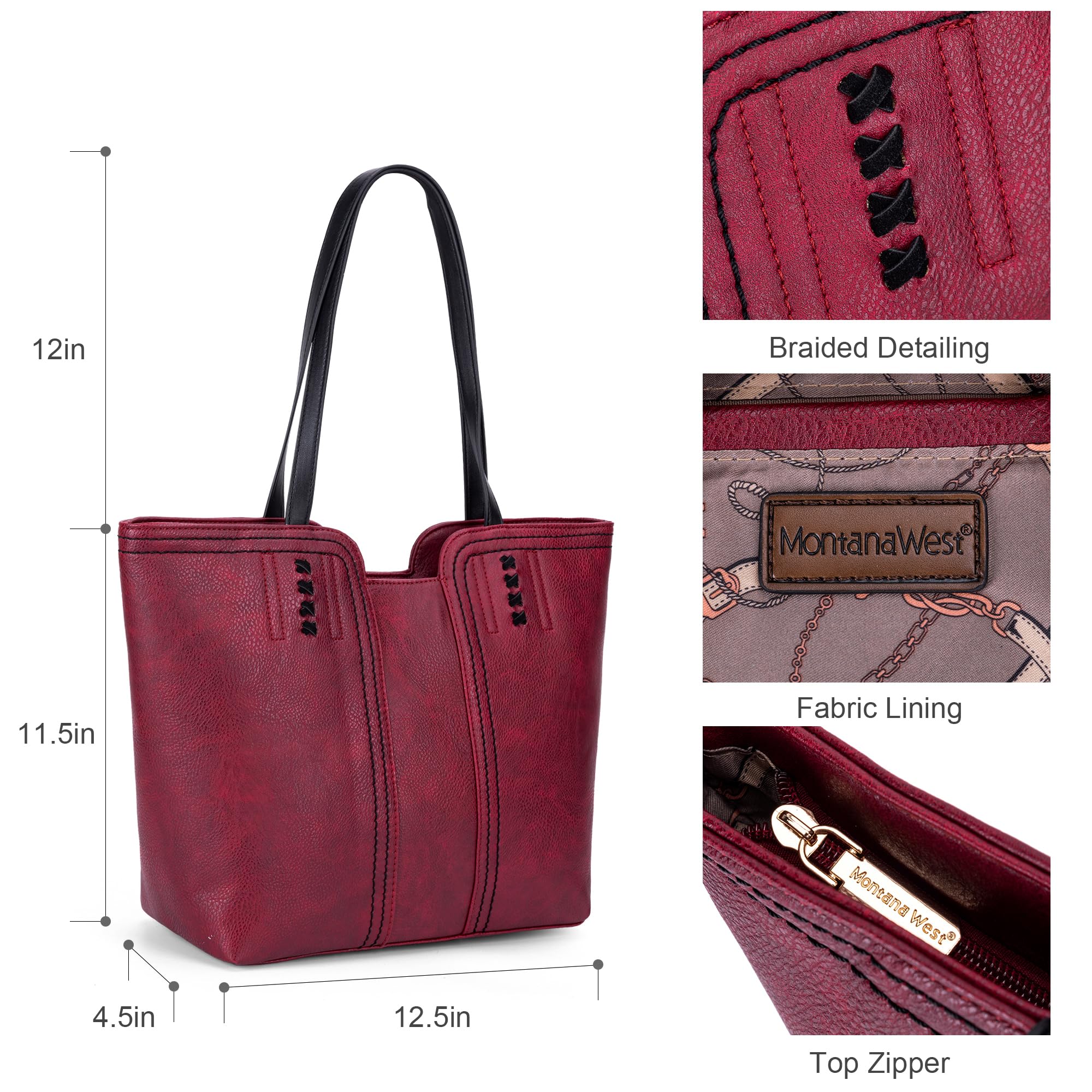 Foto 4 pulgar | Bolso Montana West Mwc-118bdy De Piel Vegana, Color Burdeos - Venta Internacional.